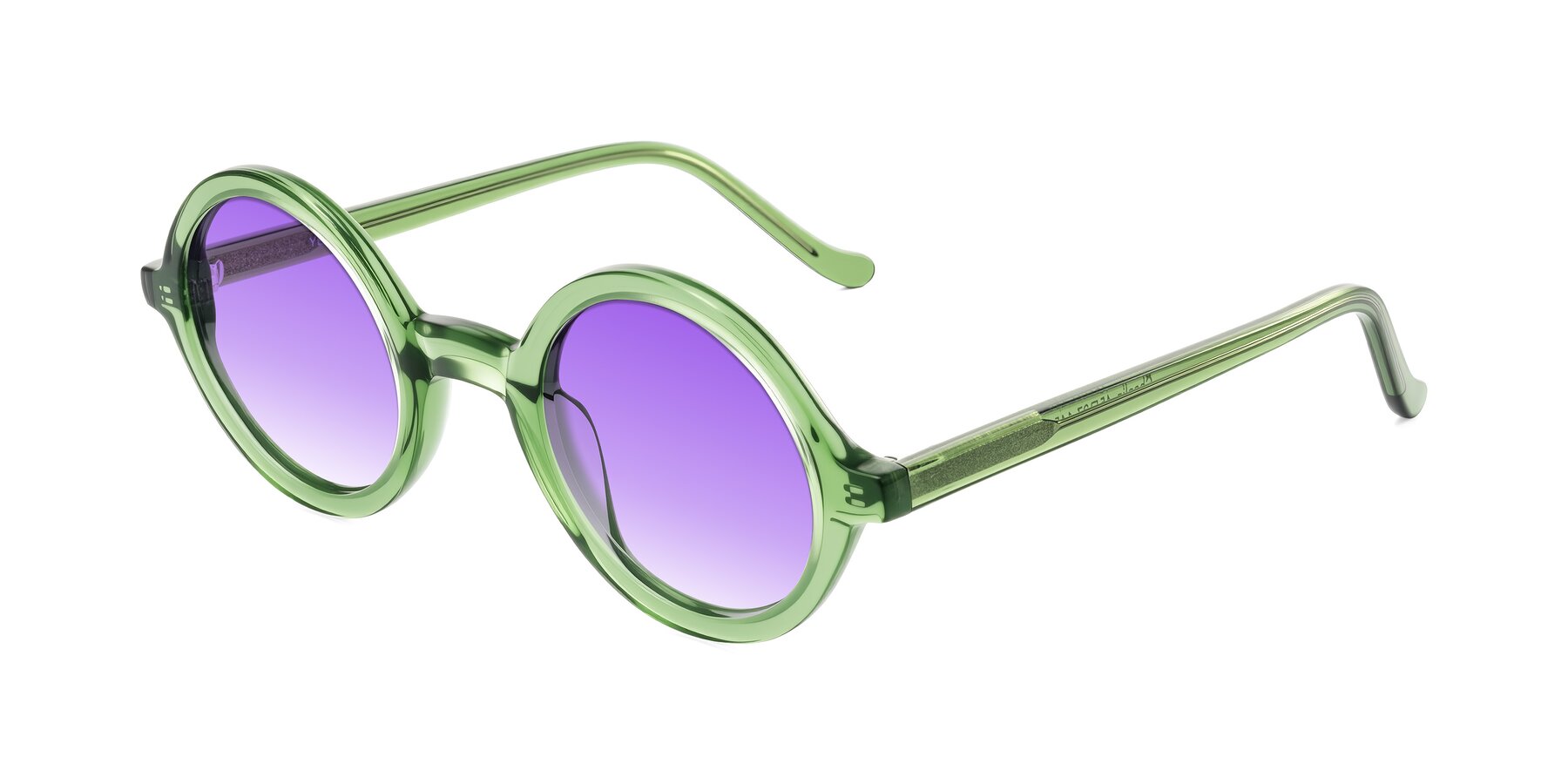 Angle of Chaplin in Green with Purple Gradient Lenses