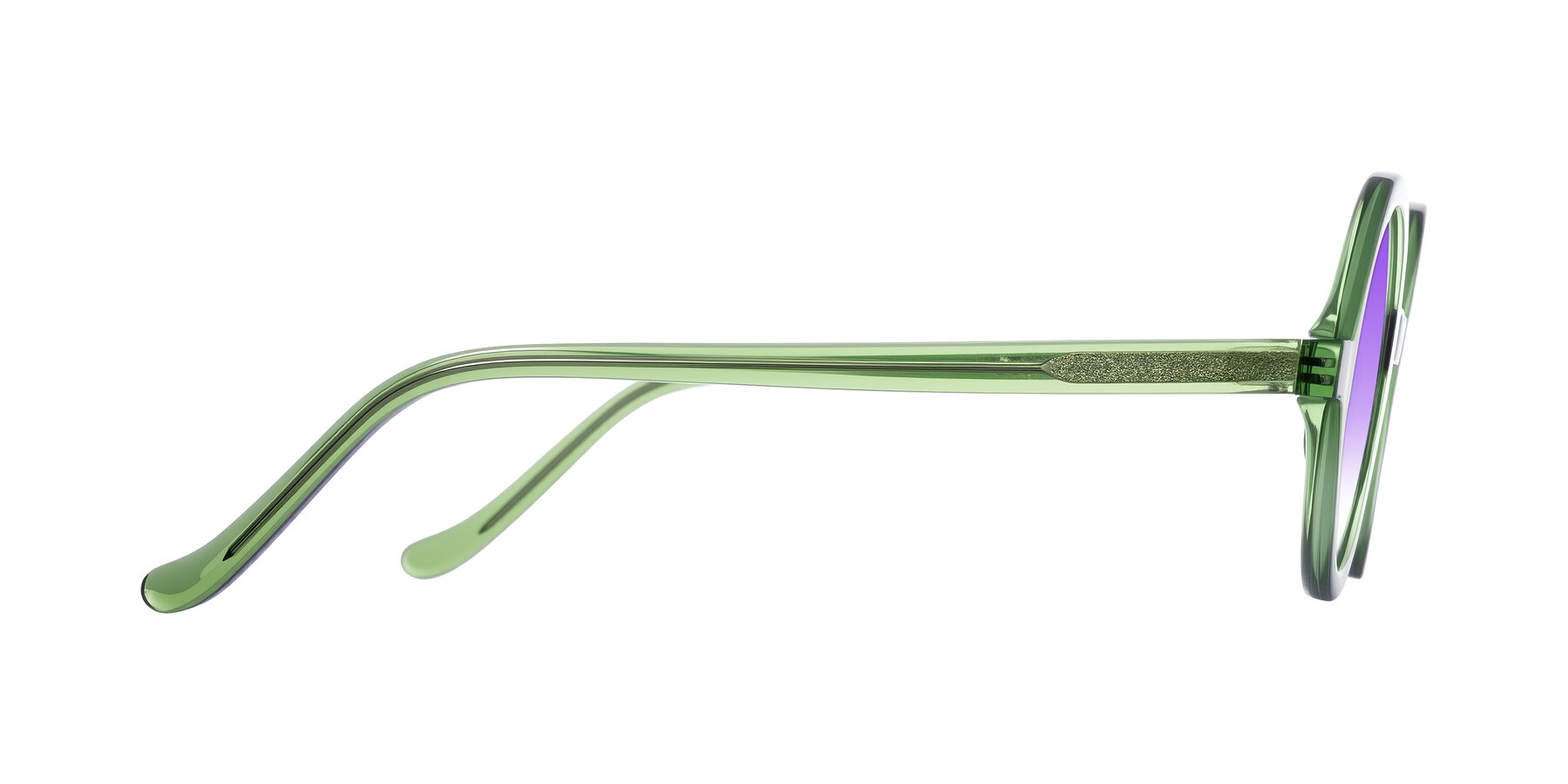 Side of Chaplin in Green with Purple Gradient Lenses