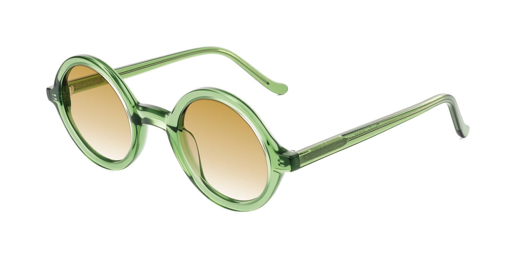 Angle of Chaplin in Green with Champagne Gradient Lenses