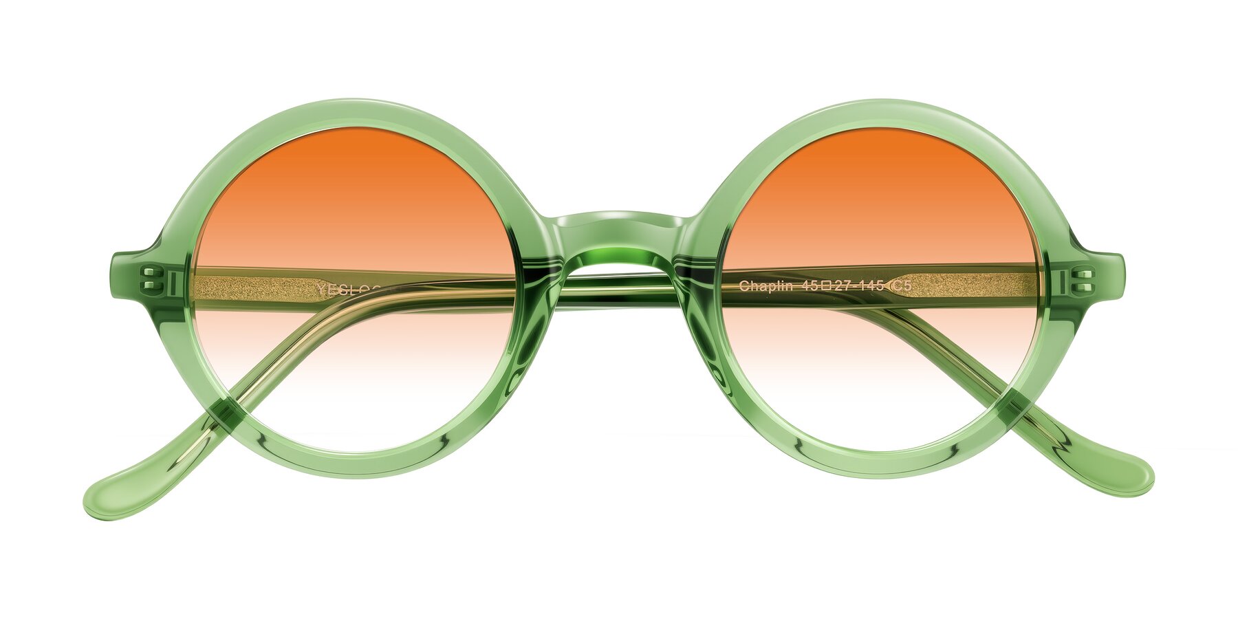 Folded Front of Chaplin in Green with Orange Gradient Lenses