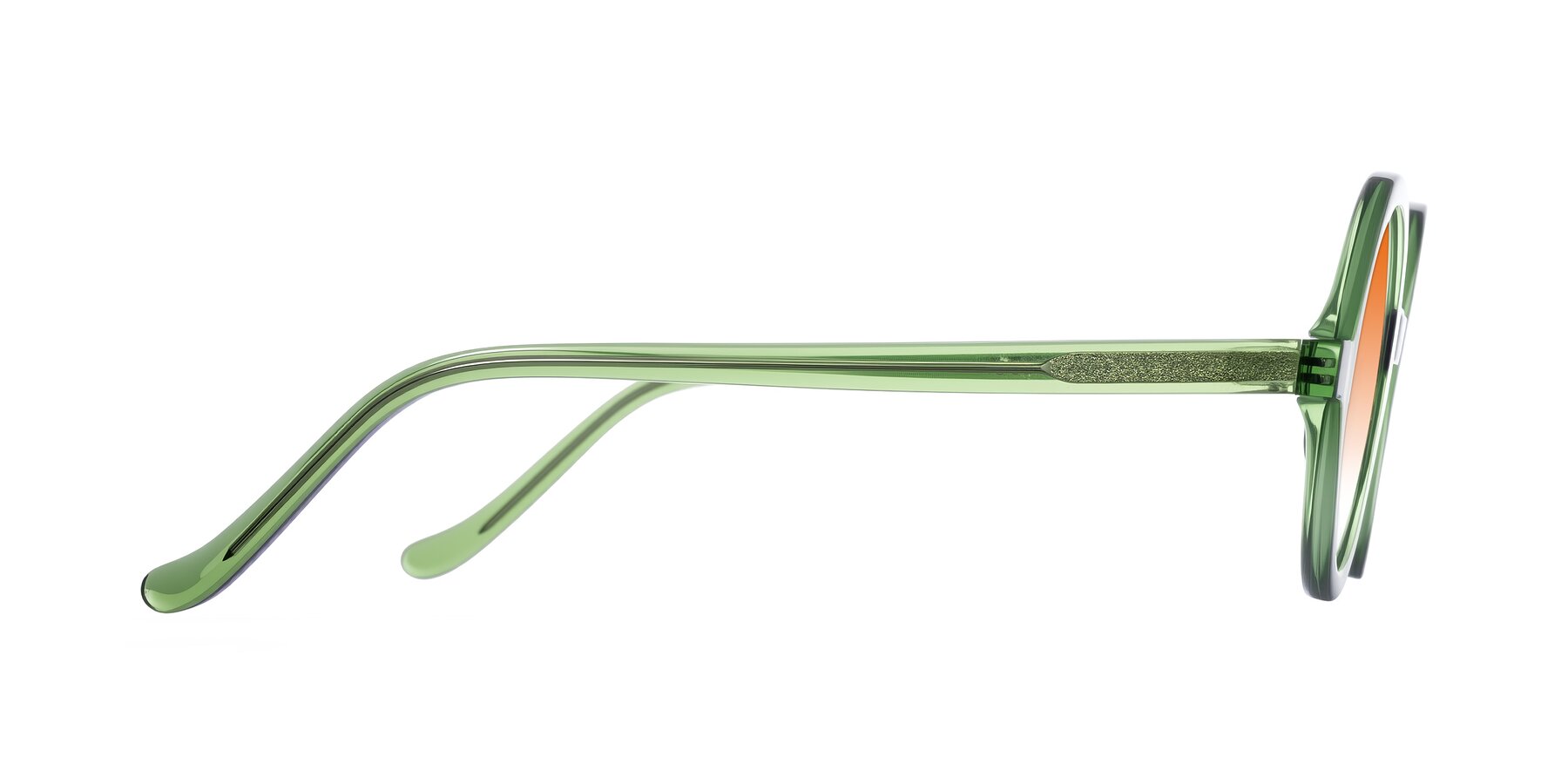 Side of Chaplin in Green with Orange Gradient Lenses