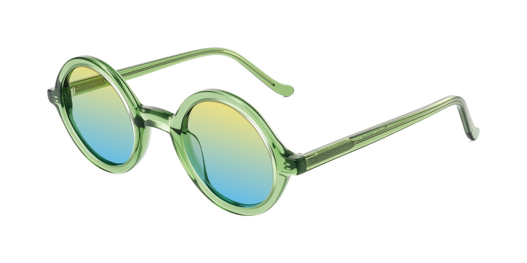 Angle of Chaplin in Green with Yellow / Blue Gradient Lenses