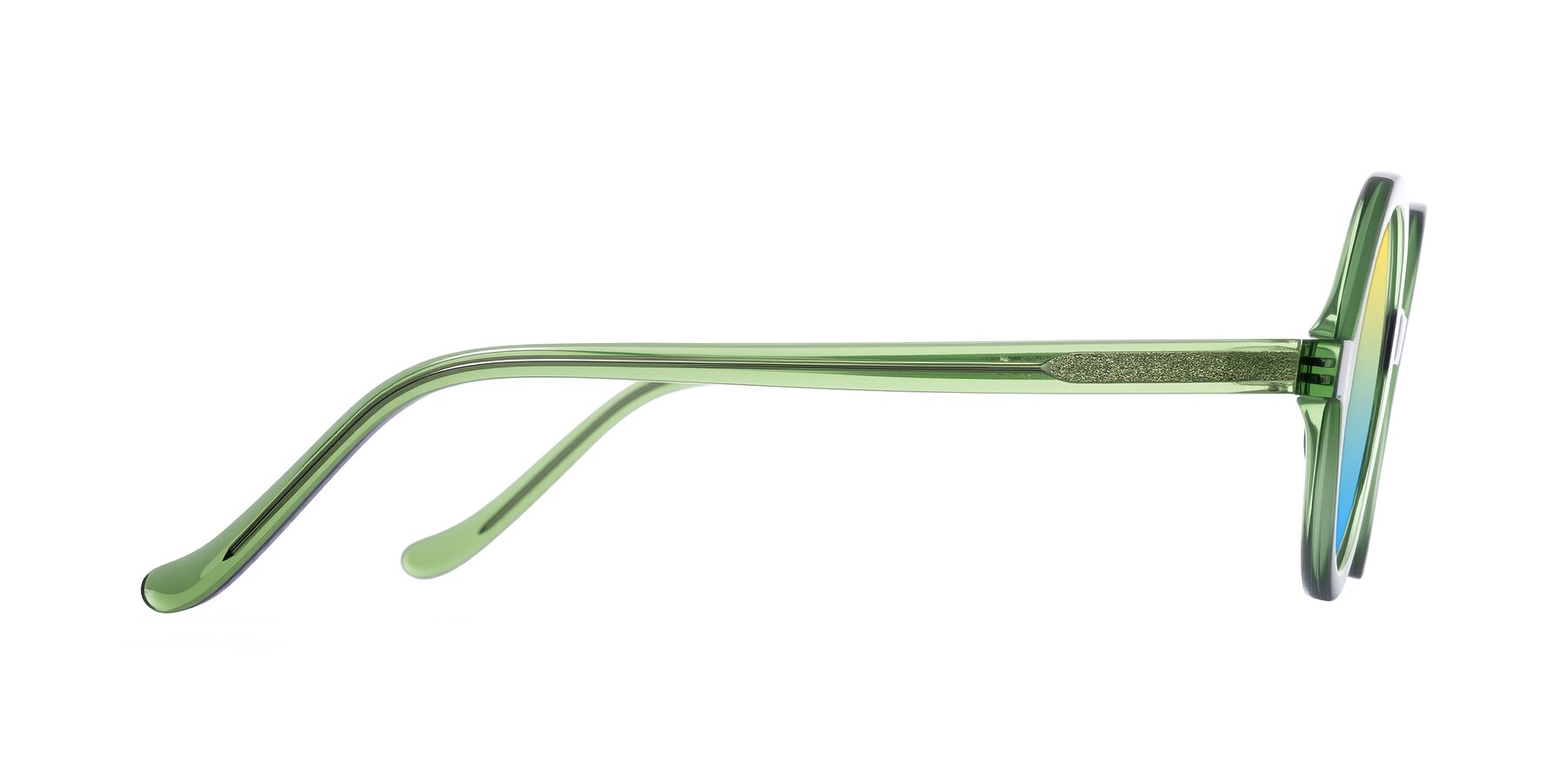 Side of Chaplin in Green with Yellow / Blue Gradient Lenses