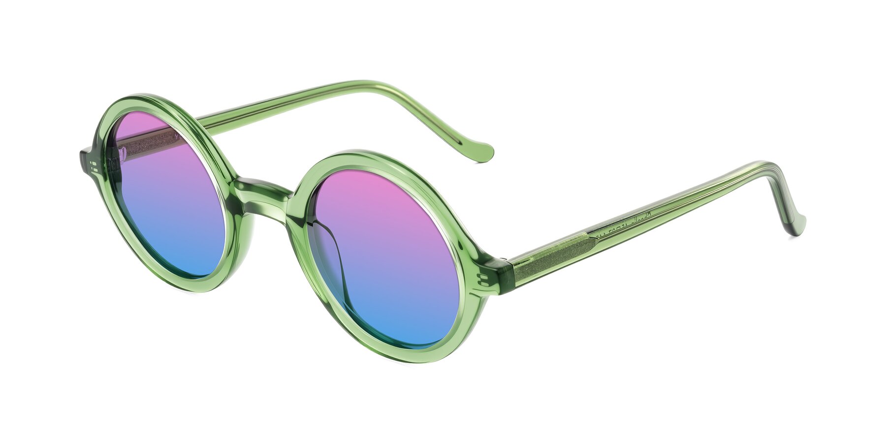 Angle of Chaplin in Green with Pink / Blue Gradient Lenses