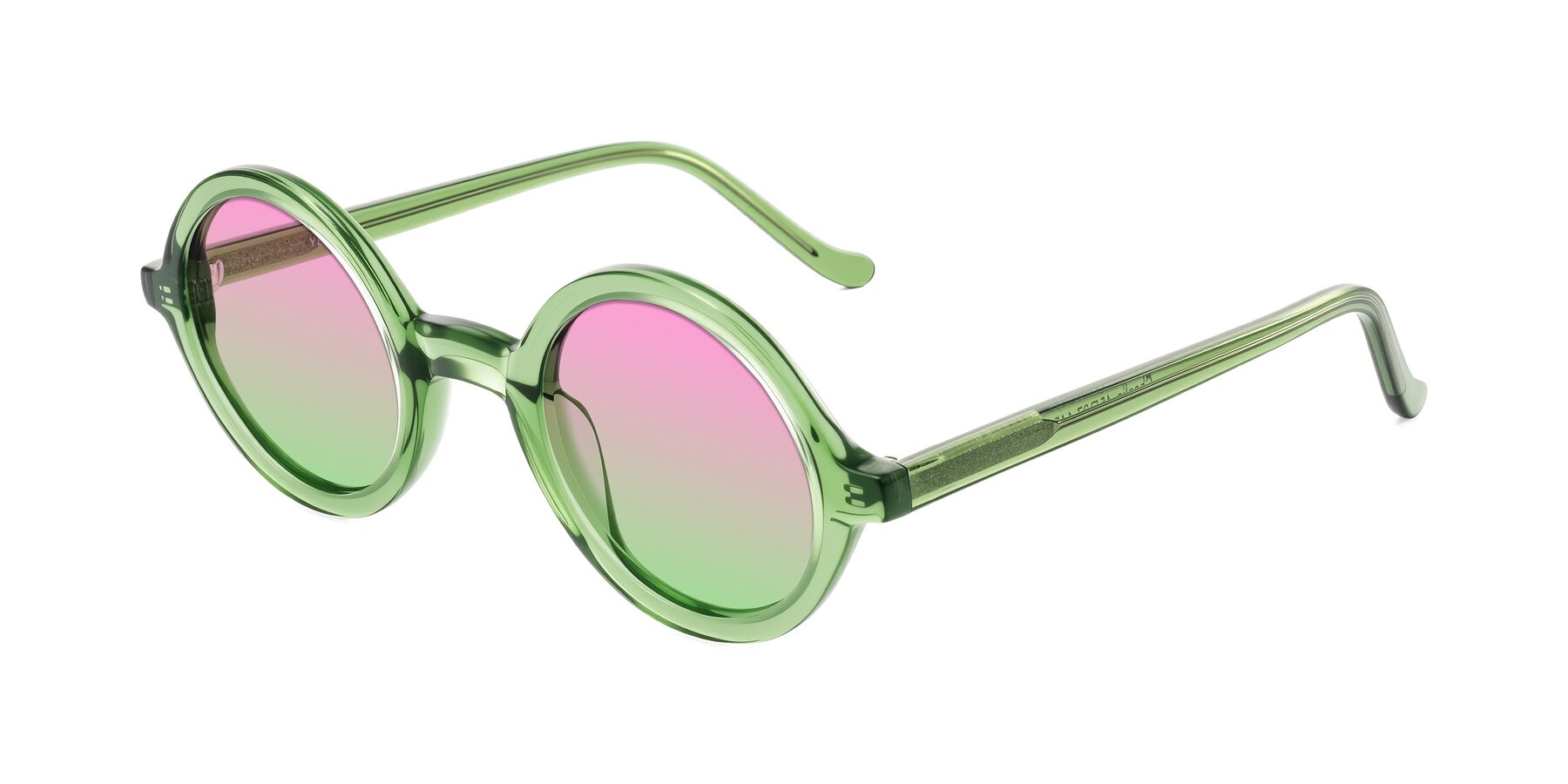 Angle of Chaplin in Green with Pink / Green Gradient Lenses