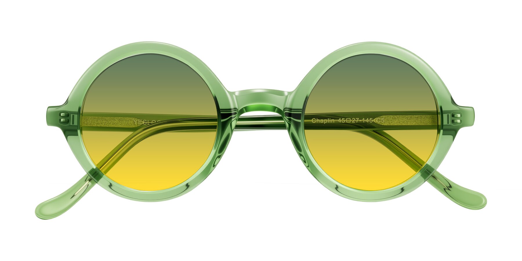 Folded Front of Chaplin in Green with Green / Yellow Gradient Lenses
