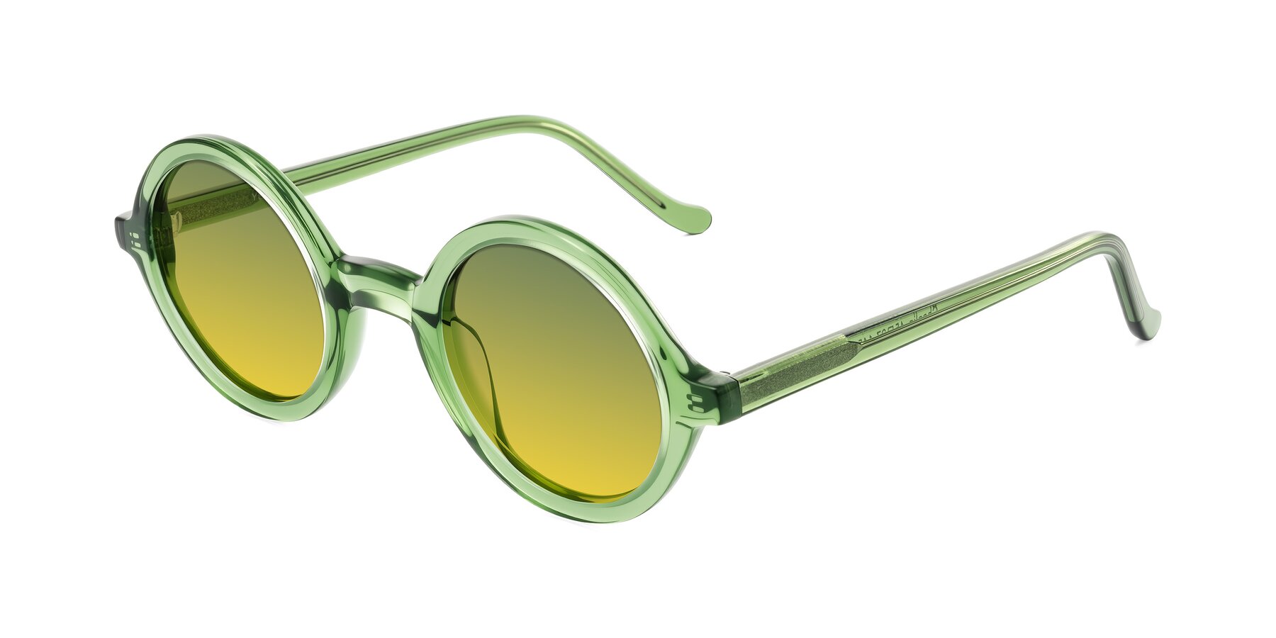 Angle of Chaplin in Green with Green / Yellow Gradient Lenses