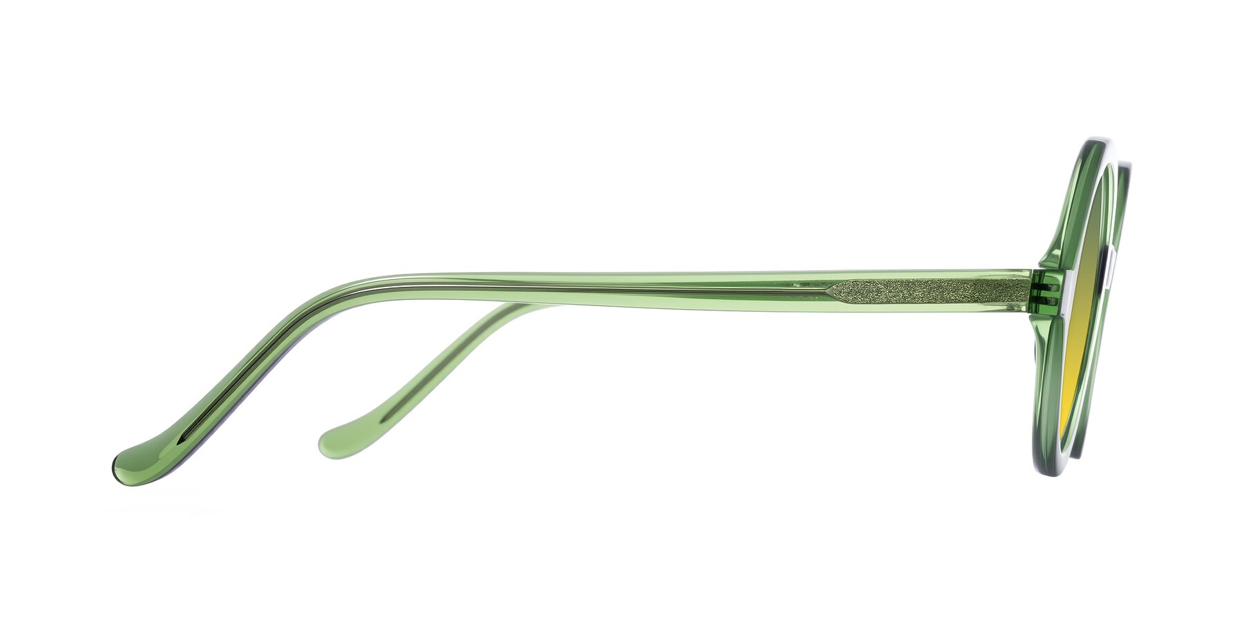 Side of Chaplin in Green with Green / Yellow Gradient Lenses