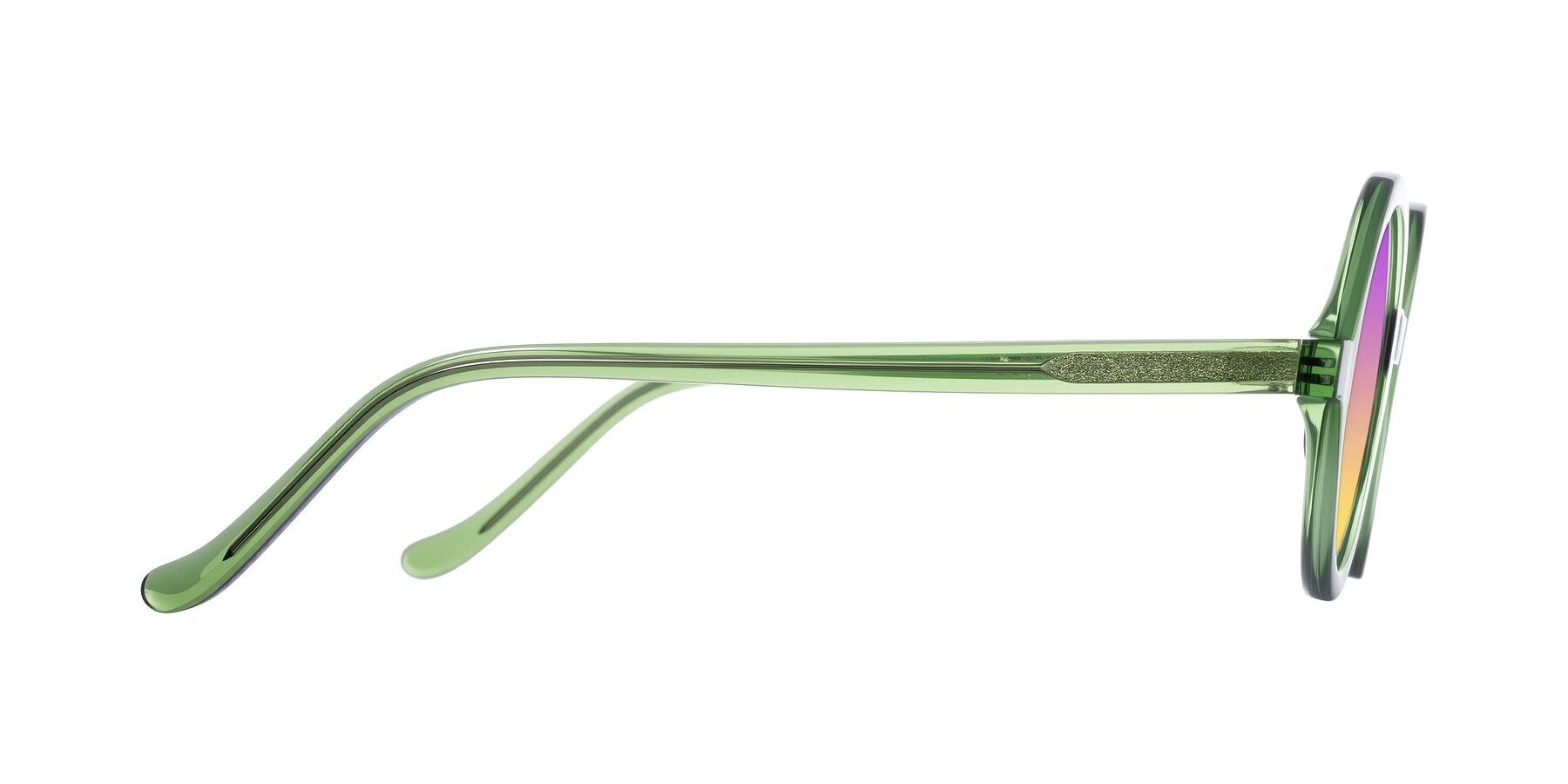 Side of Chaplin in Green with Purple / Yellow Gradient Lenses