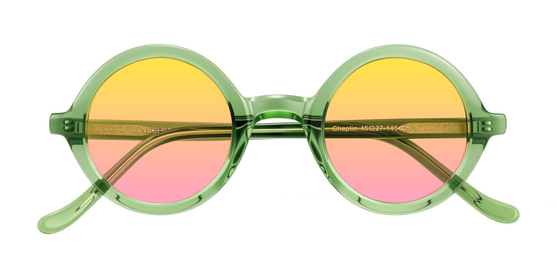 Folded Front of Chaplin in Green with Yellow / Pink Gradient Lenses