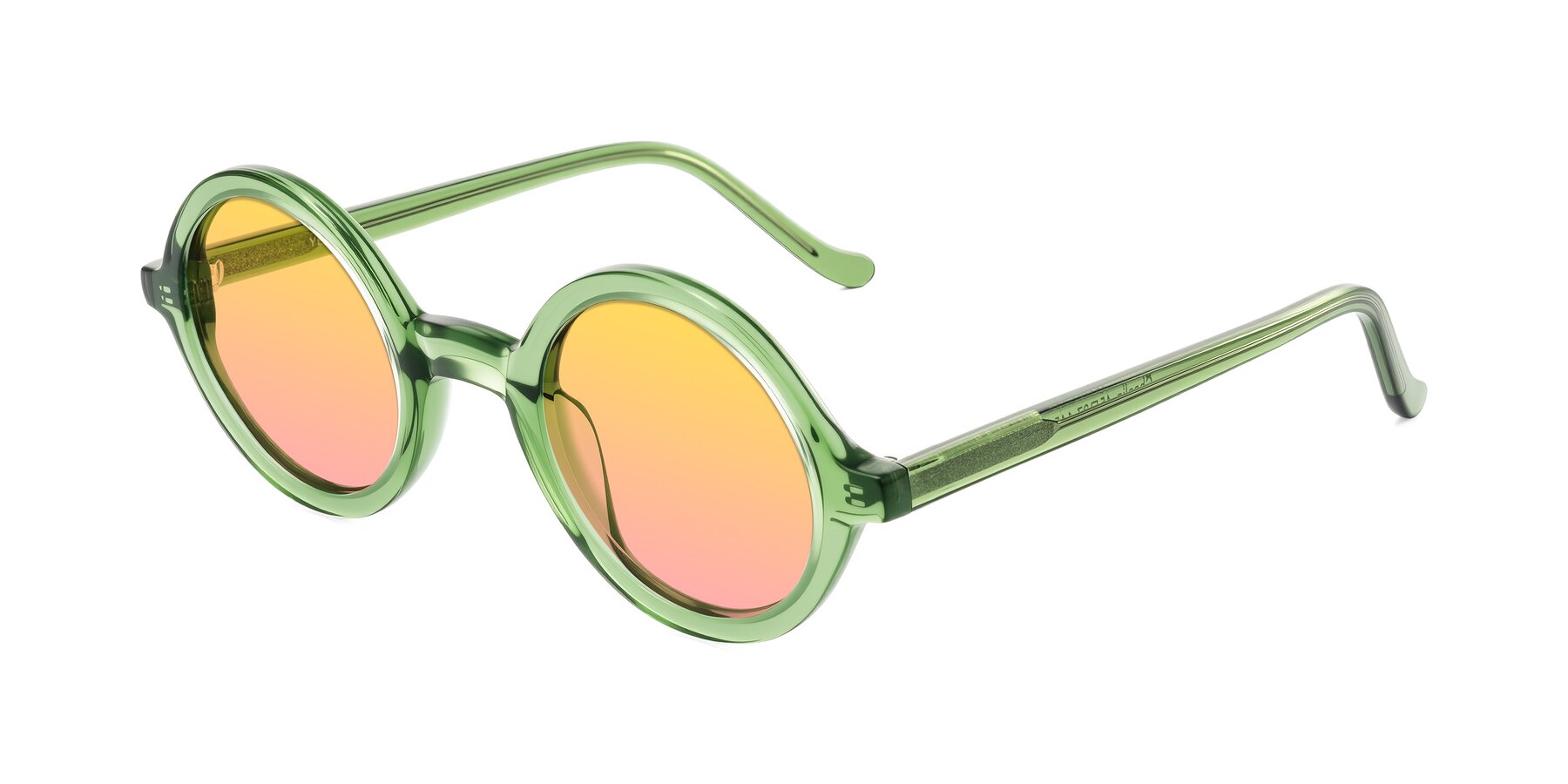 Angle of Chaplin in Green with Yellow / Pink Gradient Lenses