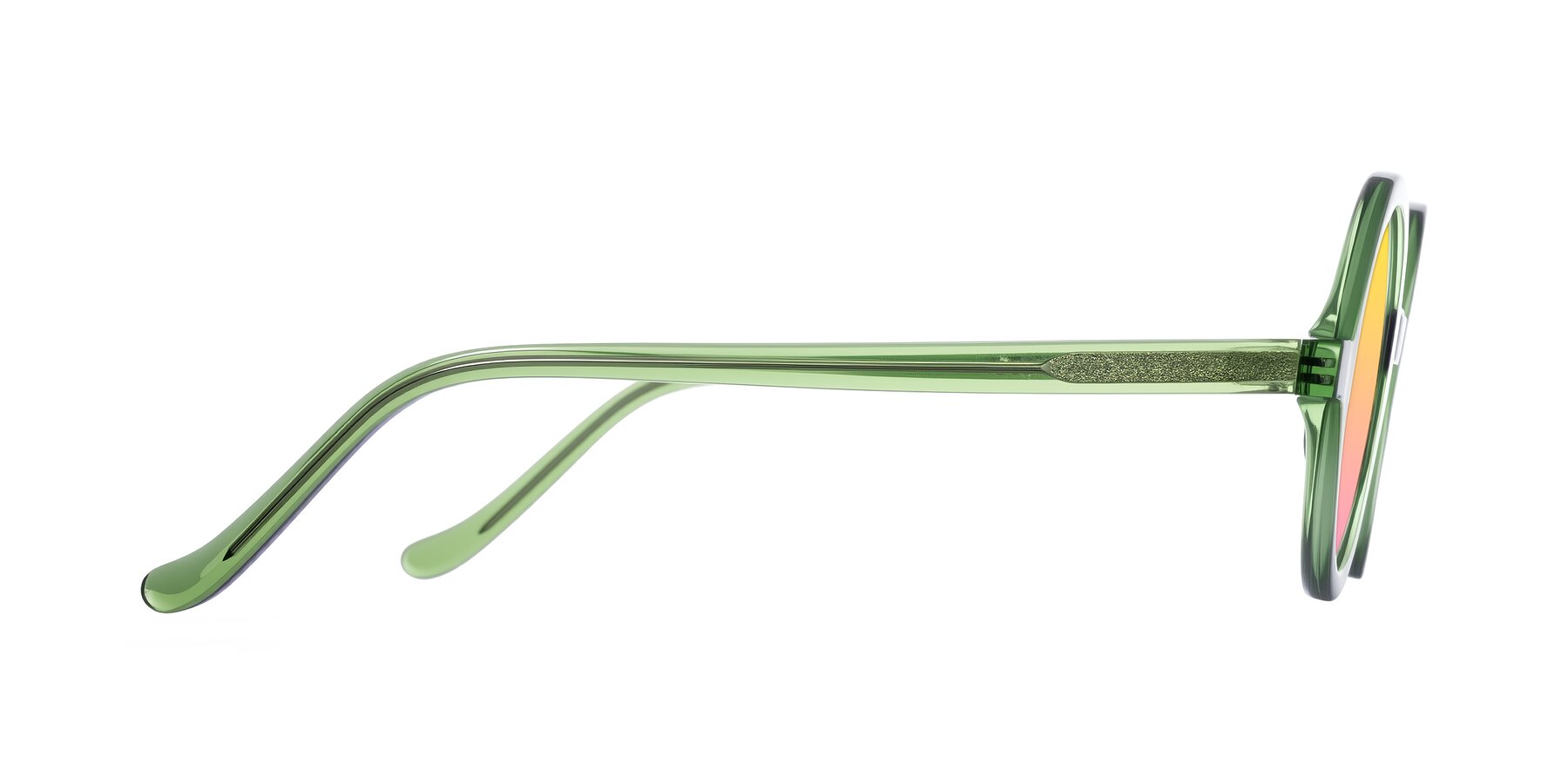 Side of Chaplin in Green with Yellow / Pink Gradient Lenses