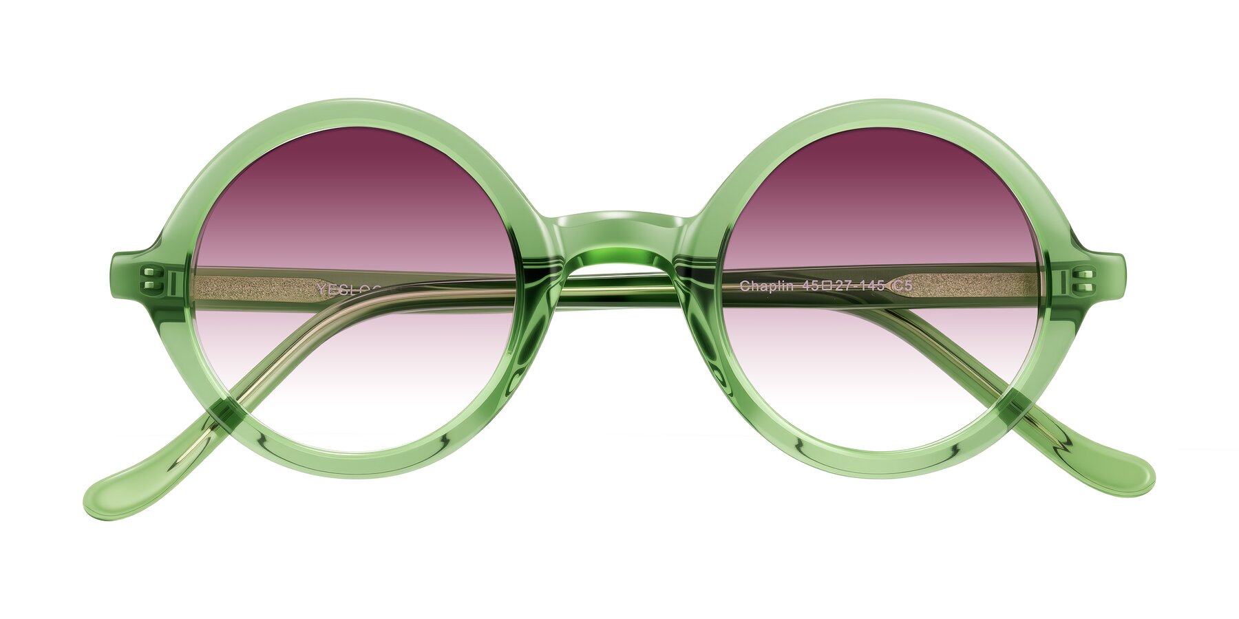 Folded Front of Chaplin in Green with Wine Gradient Lenses