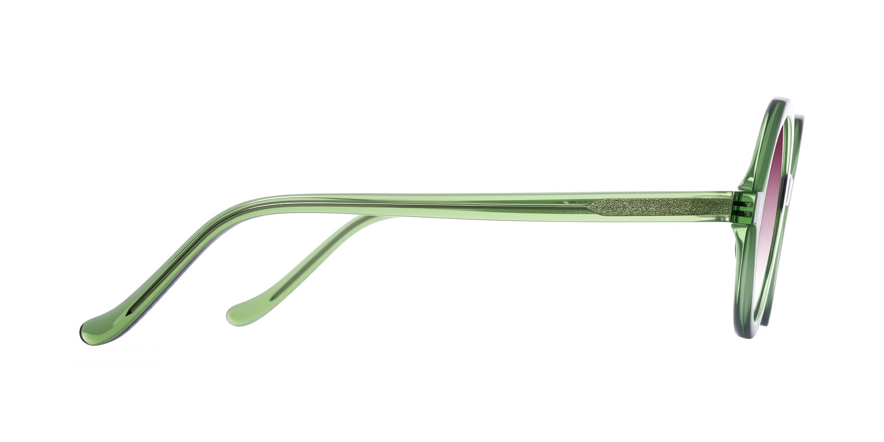 Side of Chaplin in Green with Wine Gradient Lenses