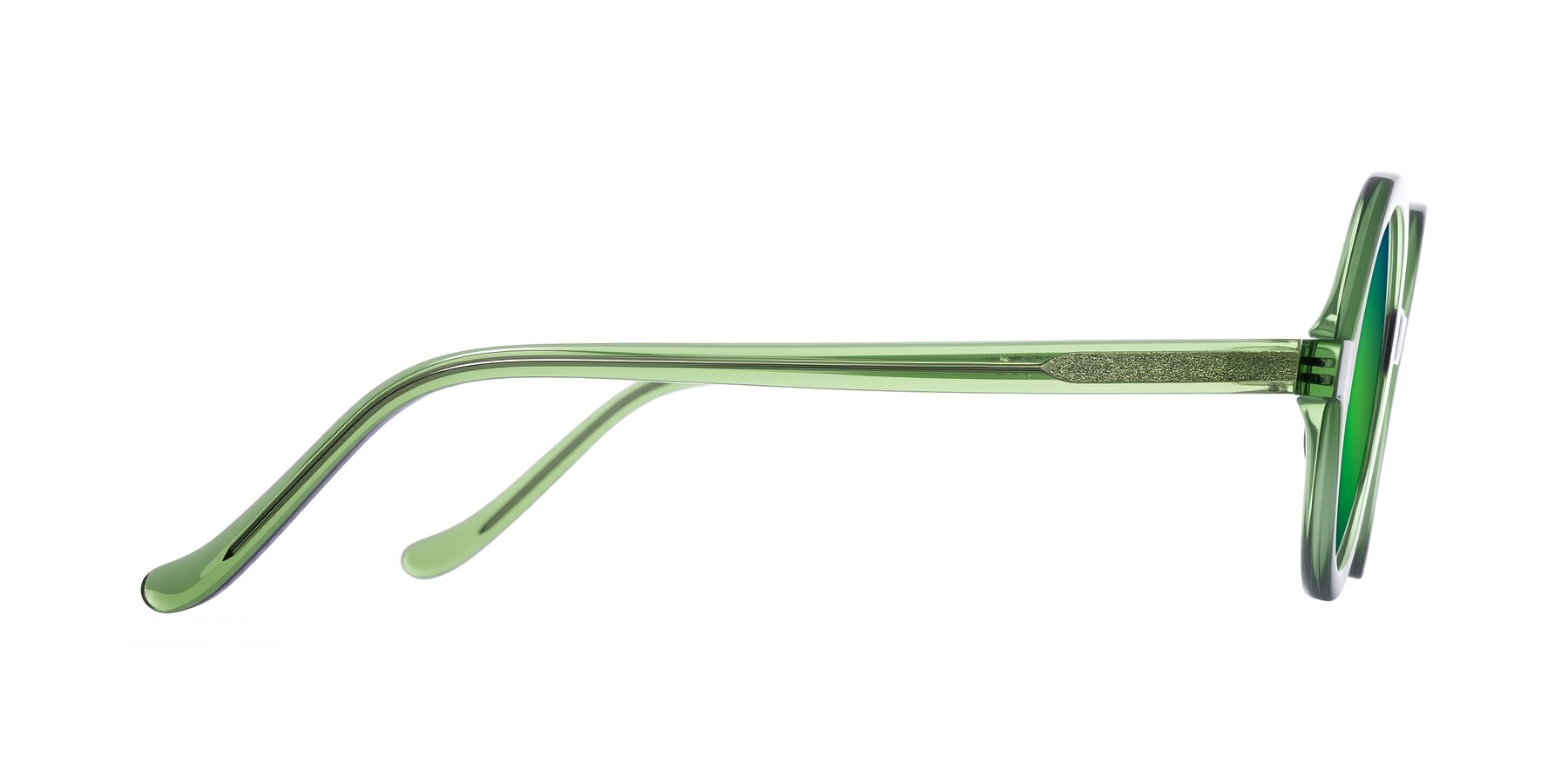 Side of Chaplin in Green with Green Mirrored Lenses