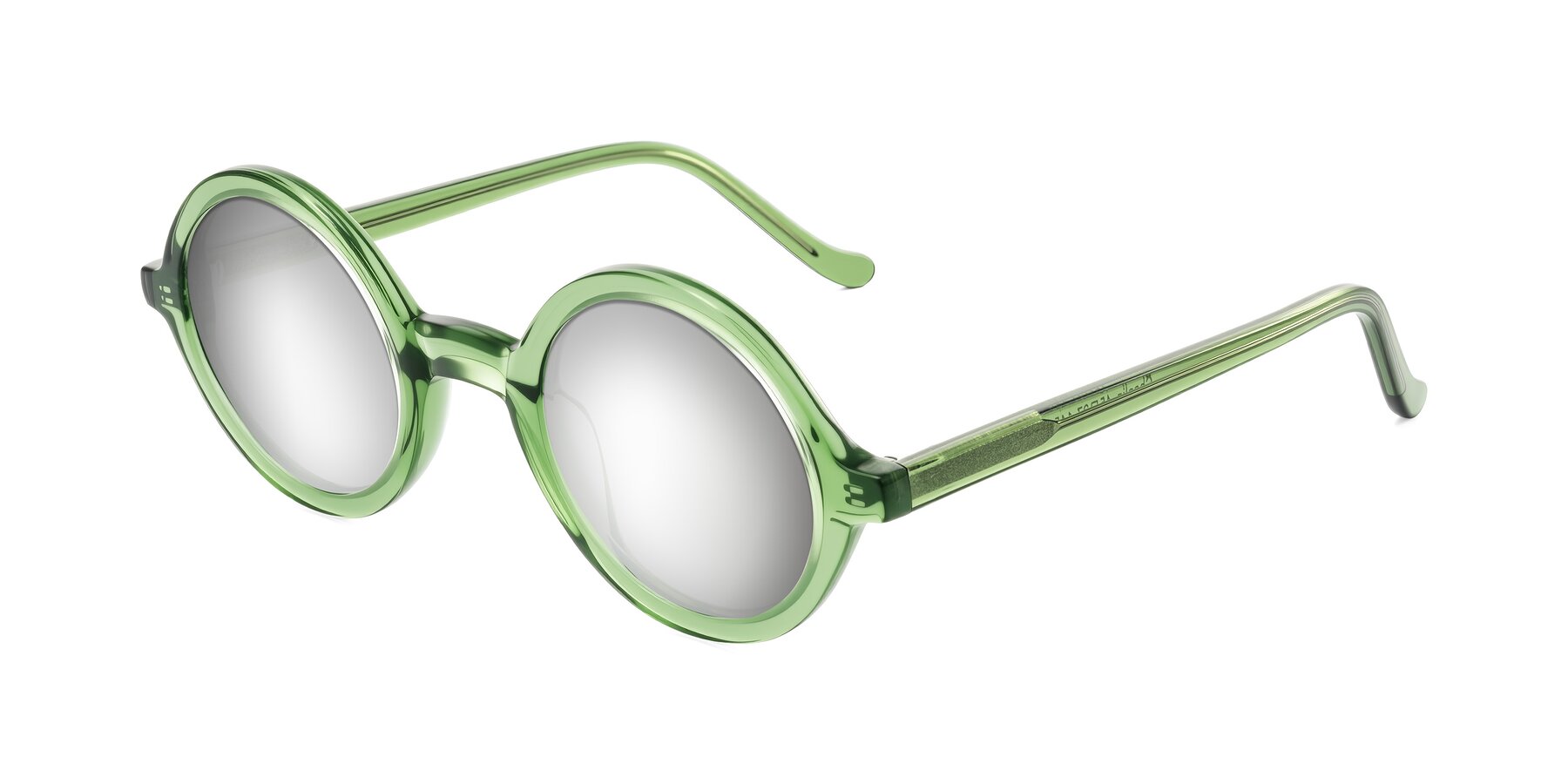 Angle of Chaplin in Green with Silver Mirrored Lenses