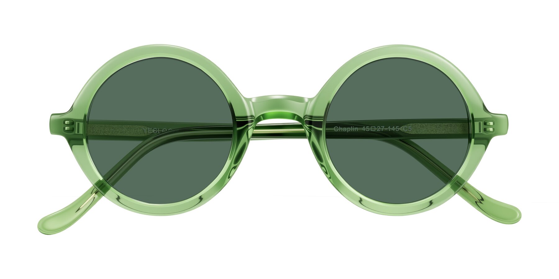 Folded Front of Chaplin in Green with Green Polarized Lenses