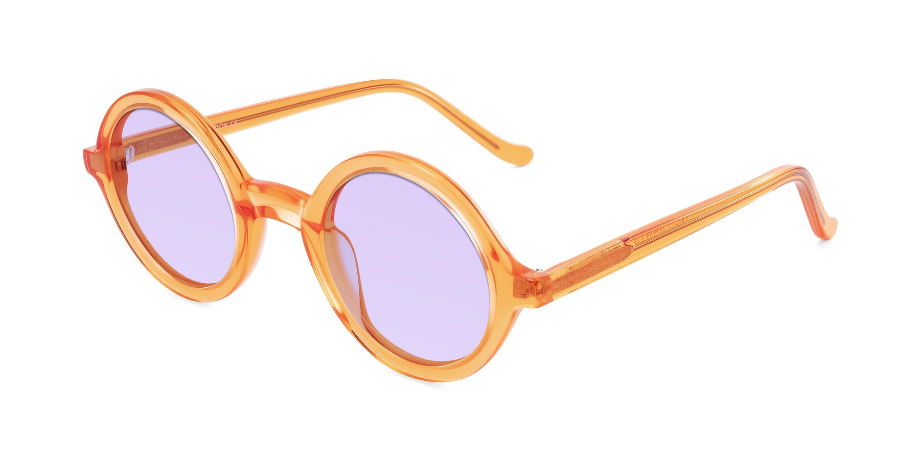 Angle of Chaplin in Orange with Light Purple Tinted Lenses