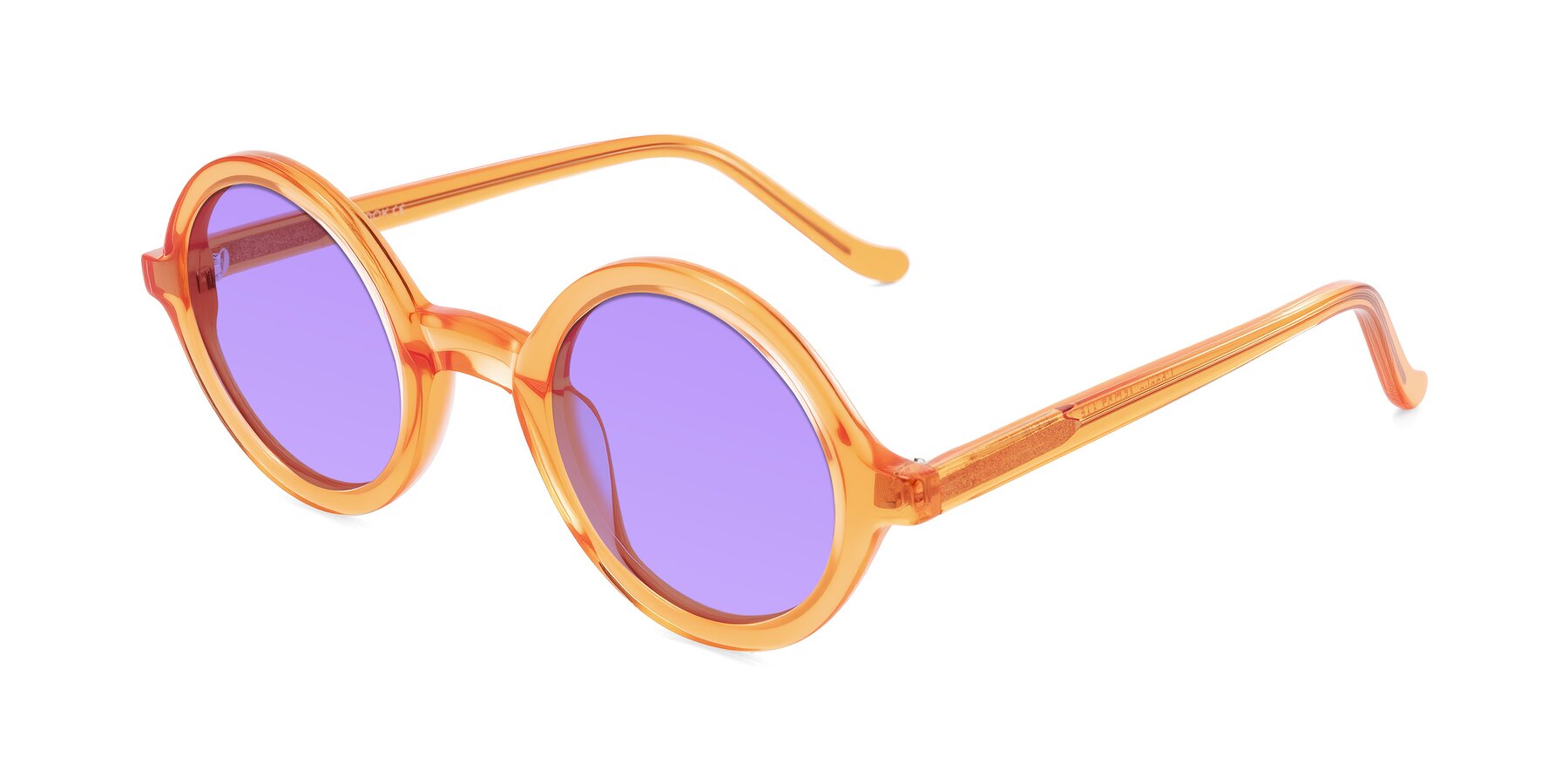 Angle of Chaplin in Orange with Medium Purple Tinted Lenses