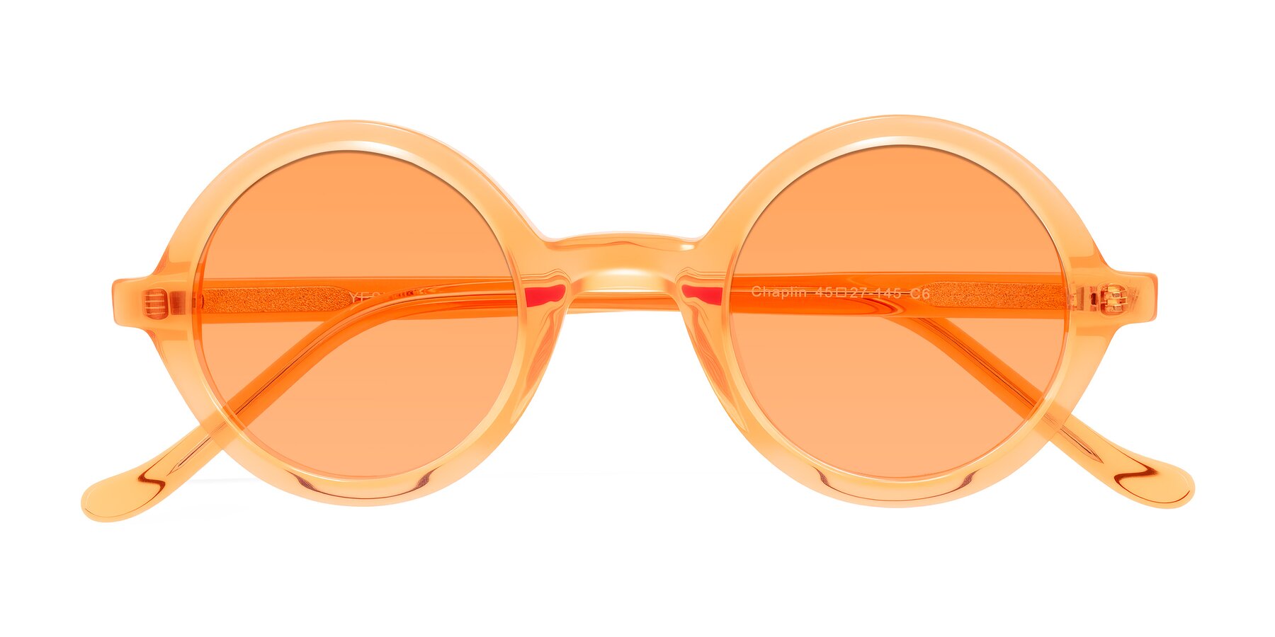 Folded Front of Chaplin in Orange with Medium Orange Tinted Lenses