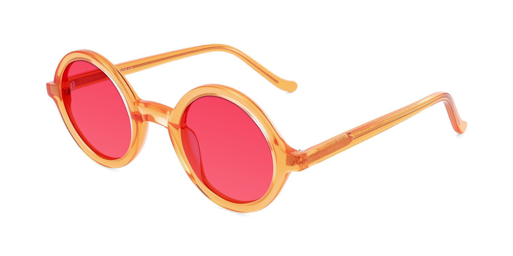 Angle of Chaplin in Orange with Red Tinted Lenses