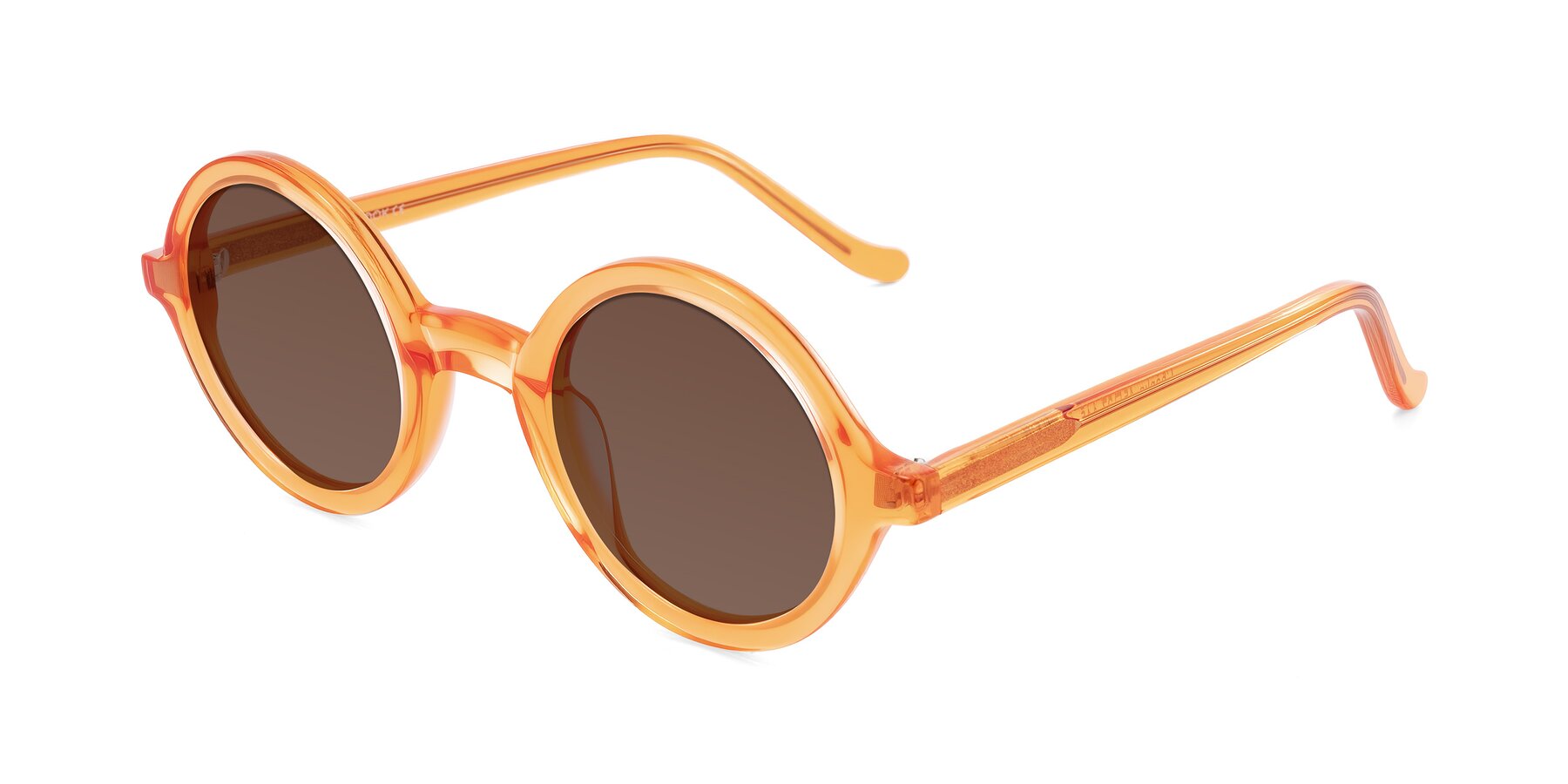 Angle of Chaplin in Orange with Brown Tinted Lenses