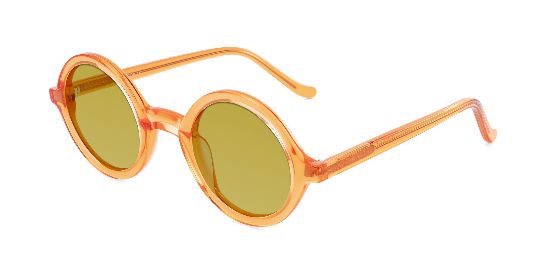 Angle of Chaplin in Orange with Champagne Tinted Lenses