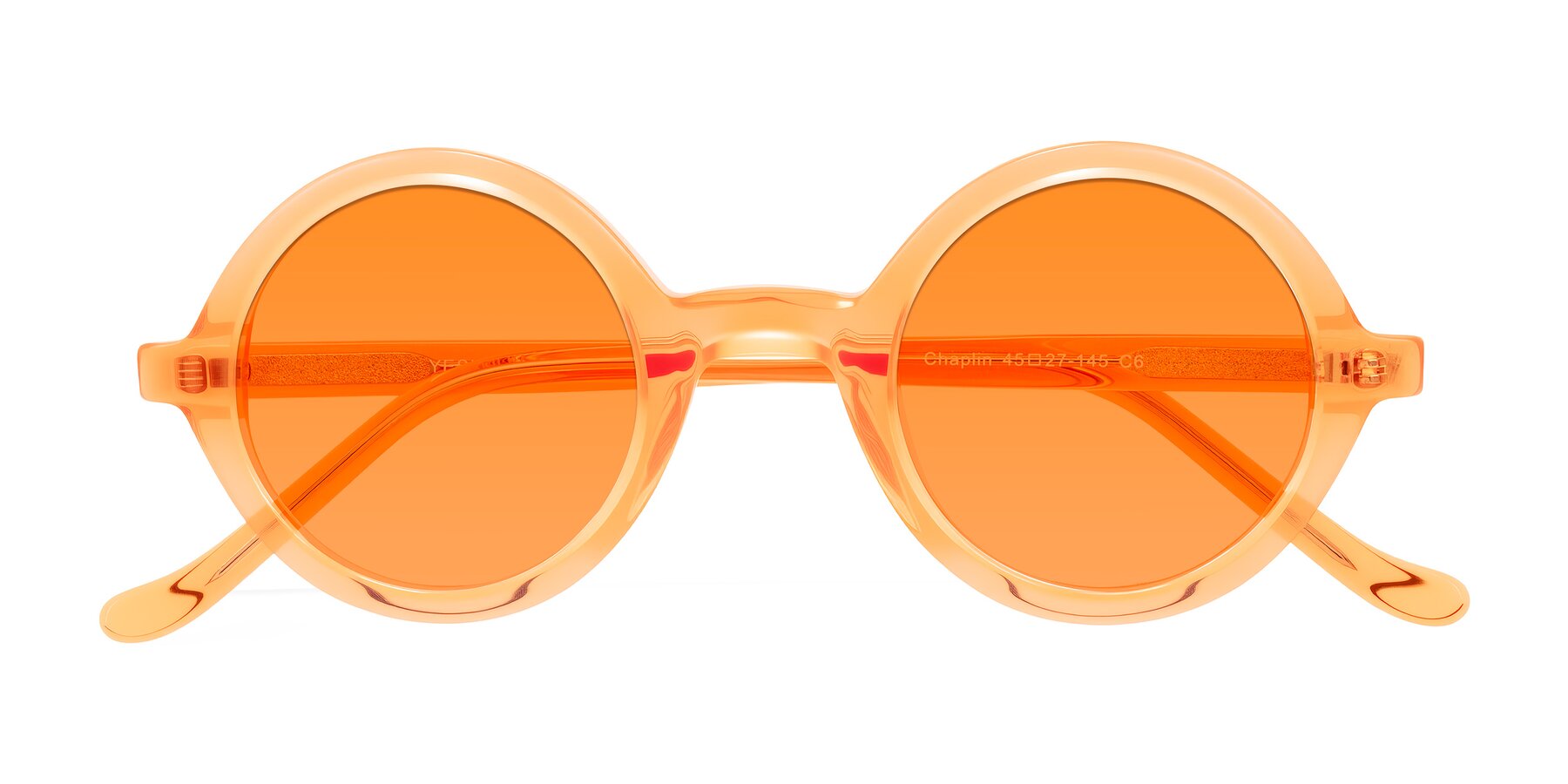 Folded Front of Chaplin in Orange with Orange Tinted Lenses