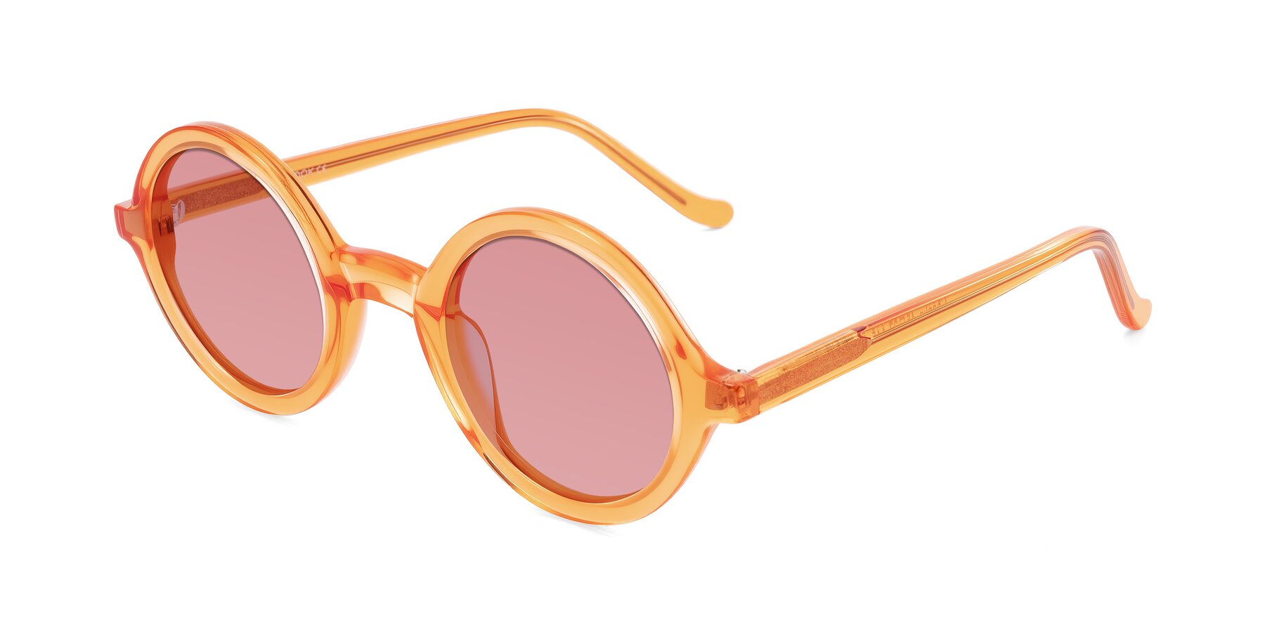 Angle of Chaplin in Orange with Medium Garnet Tinted Lenses