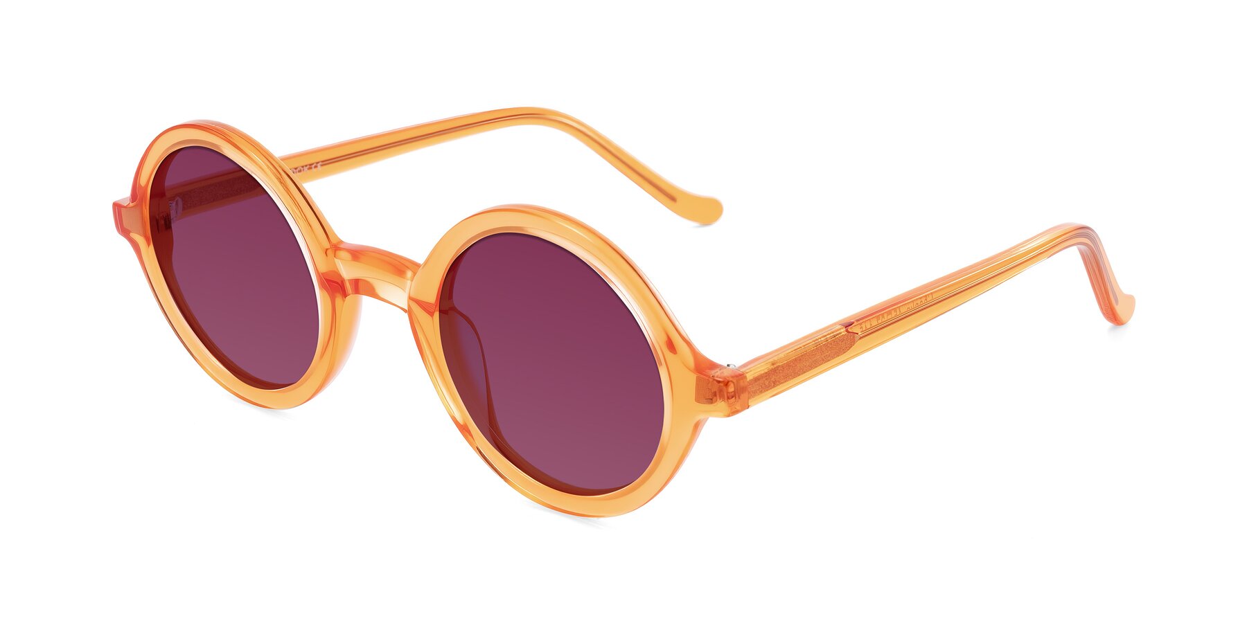 Angle of Chaplin in Orange with Wine Tinted Lenses