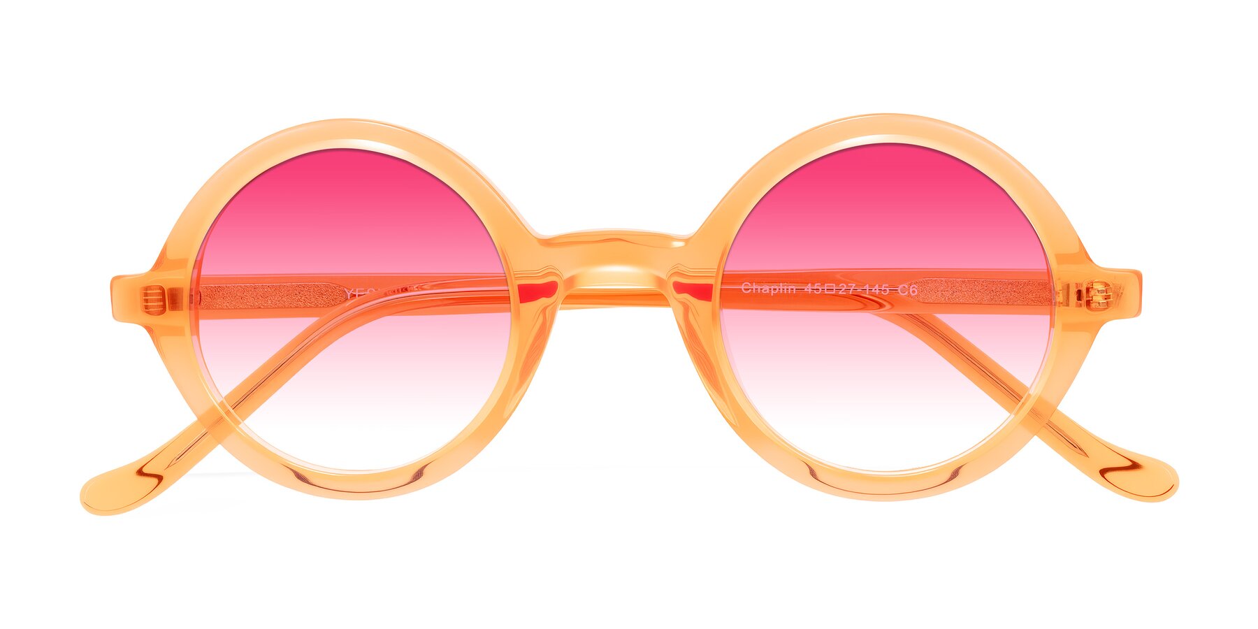Folded Front of Chaplin in Orange with Pink Gradient Lenses