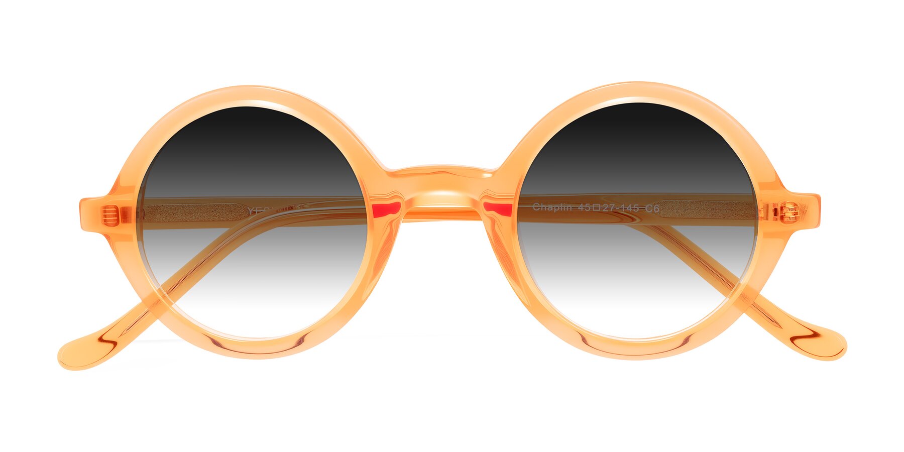 Folded Front of Chaplin in Orange with Gray Gradient Lenses