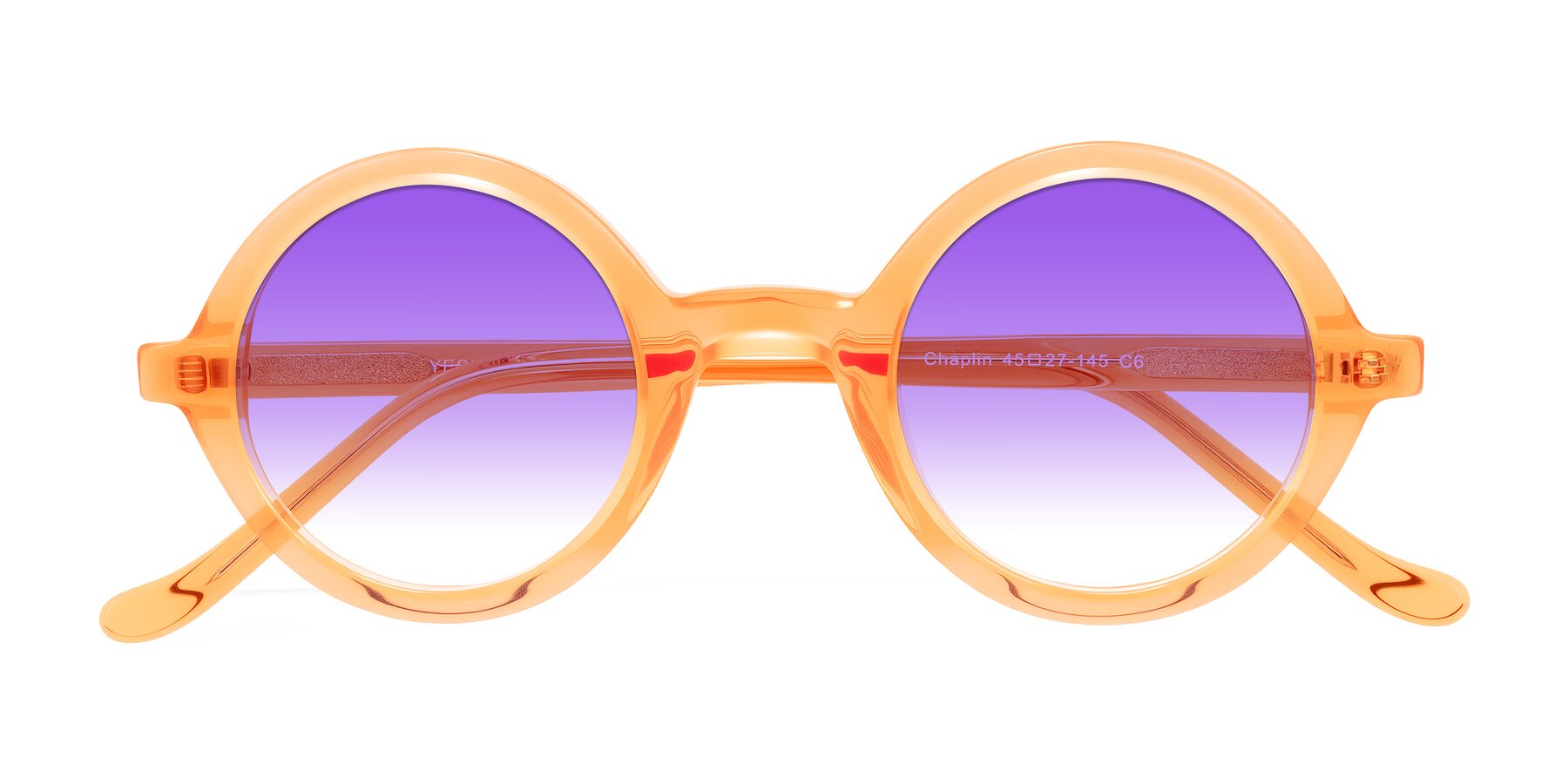 Folded Front of Chaplin in Orange with Purple Gradient Lenses