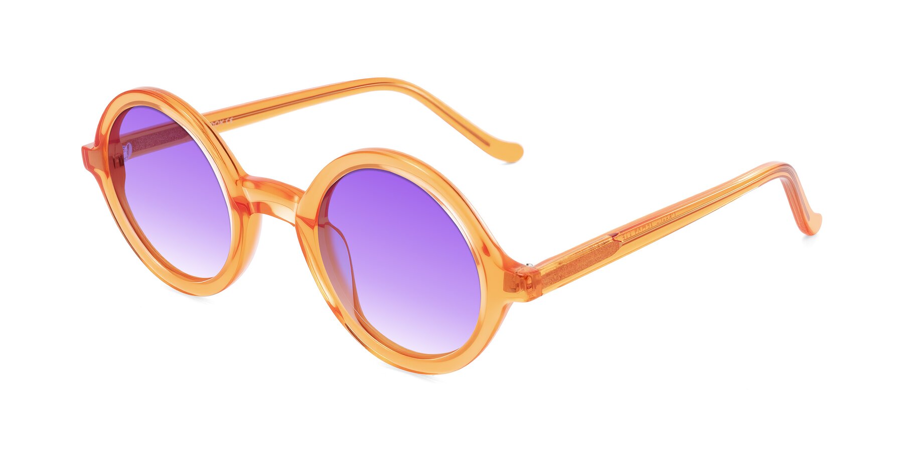 Angle of Chaplin in Orange with Purple Gradient Lenses