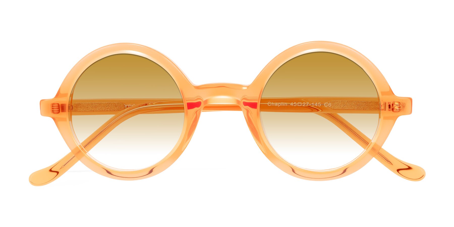 Folded Front of Chaplin in Orange with Champagne Gradient Lenses