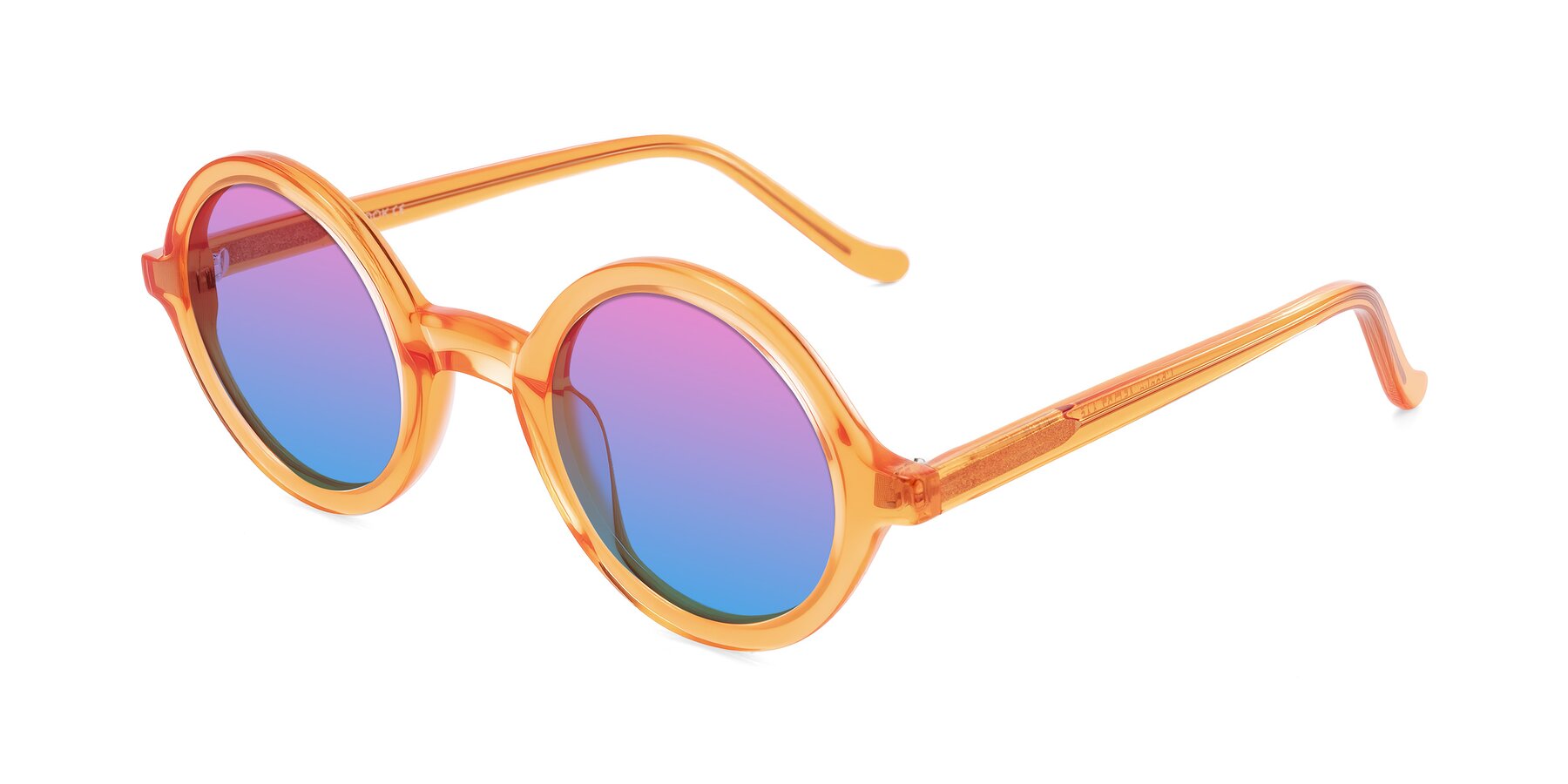 Angle of Chaplin in Orange with Pink / Blue Gradient Lenses