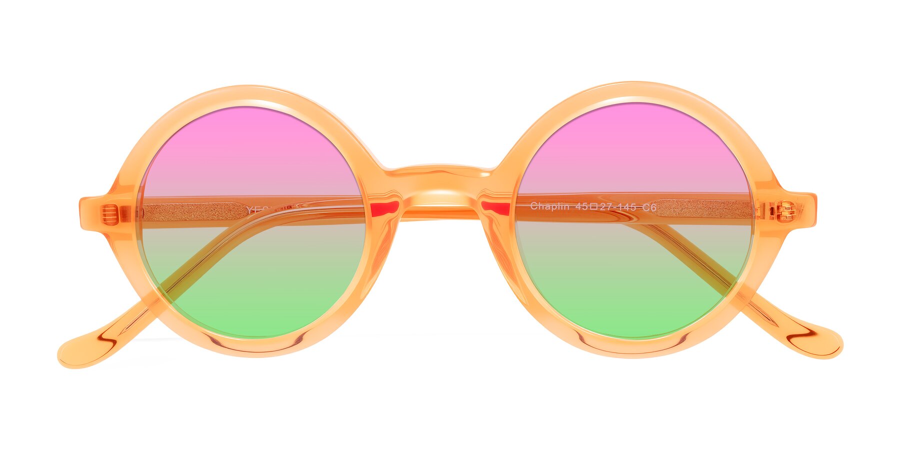 Folded Front of Chaplin in Orange with Pink / Green Gradient Lenses