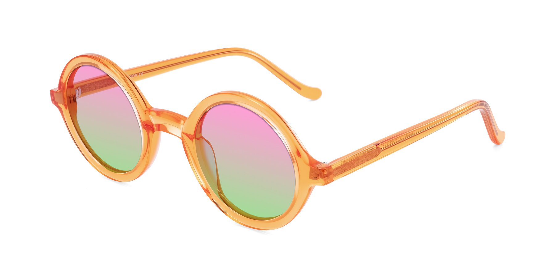 Angle of Chaplin in Orange with Pink / Green Gradient Lenses