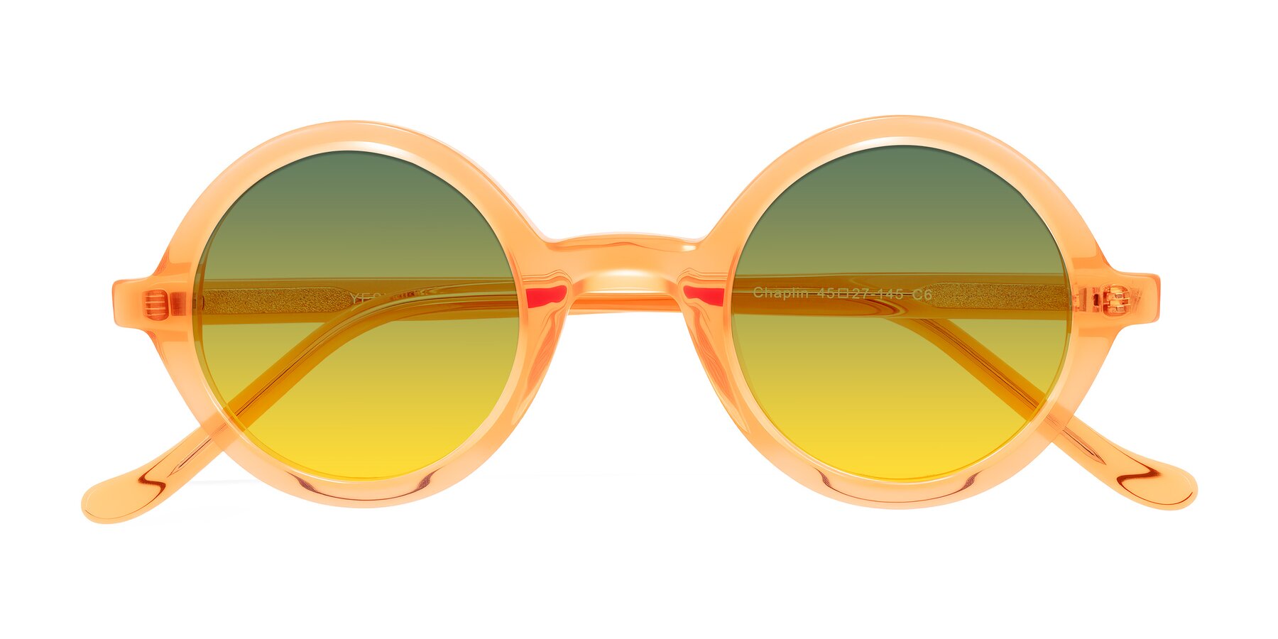 Folded Front of Chaplin in Orange with Green / Yellow Gradient Lenses