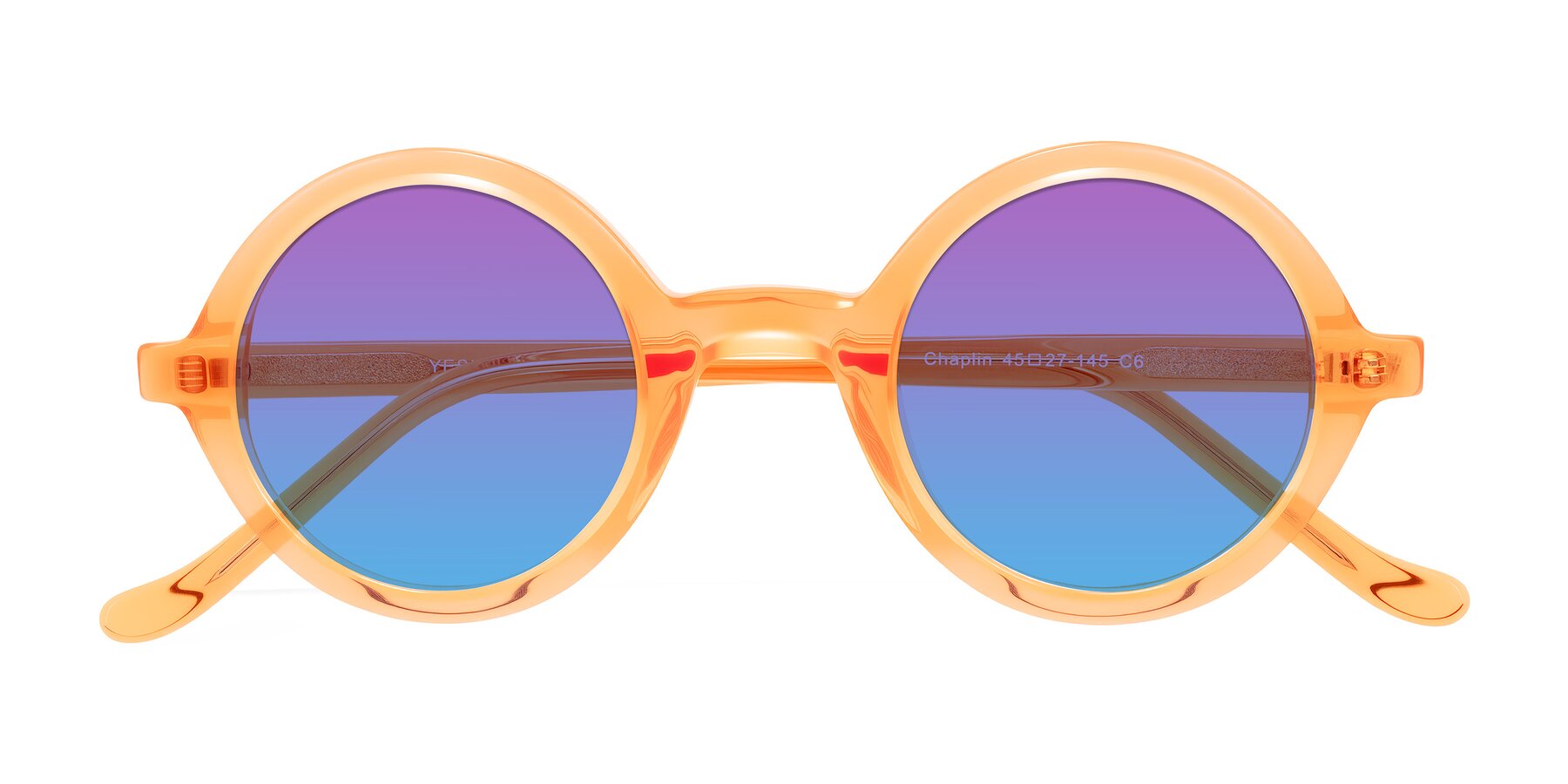 Folded Front of Chaplin in Orange with Purple / Blue Gradient Lenses