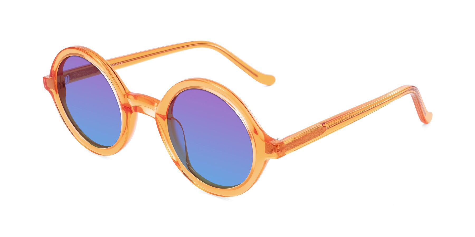 Angle of Chaplin in Orange with Purple / Blue Gradient Lenses