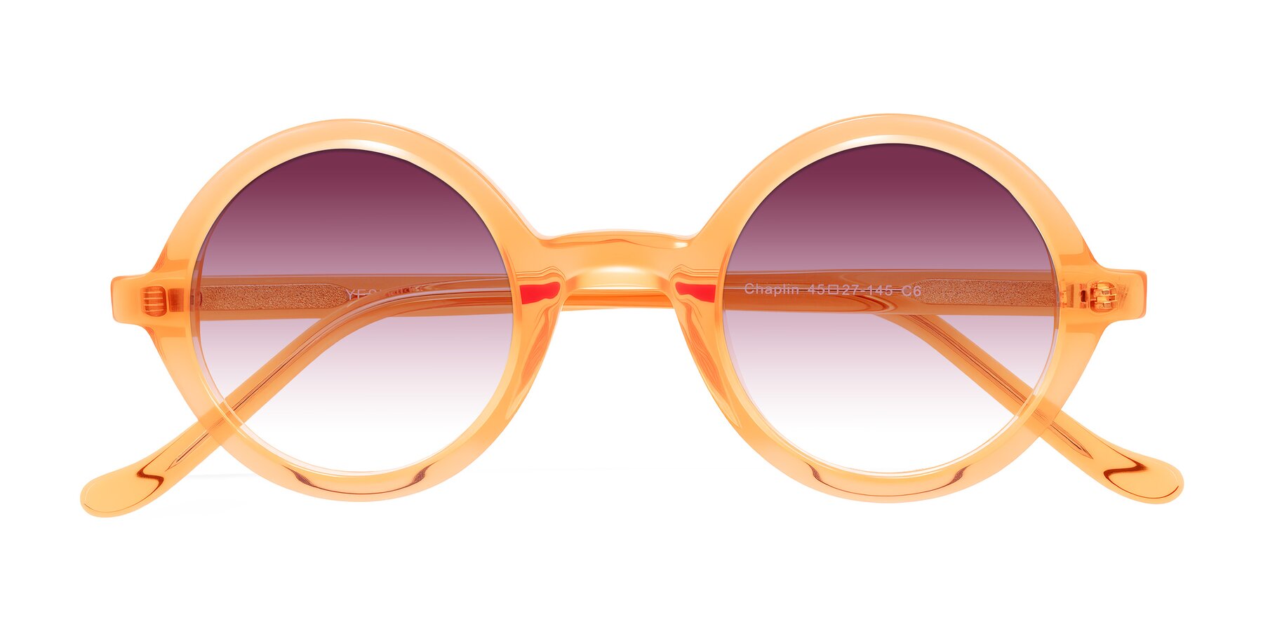 Folded Front of Chaplin in Orange with Wine Gradient Lenses