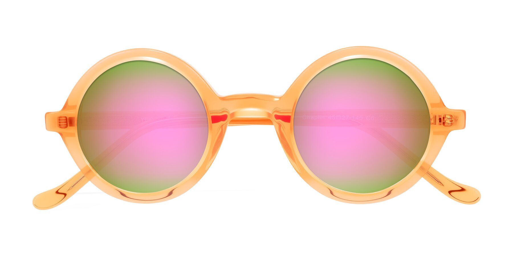 Folded Front of Chaplin in Orange with Pink Mirrored Lenses