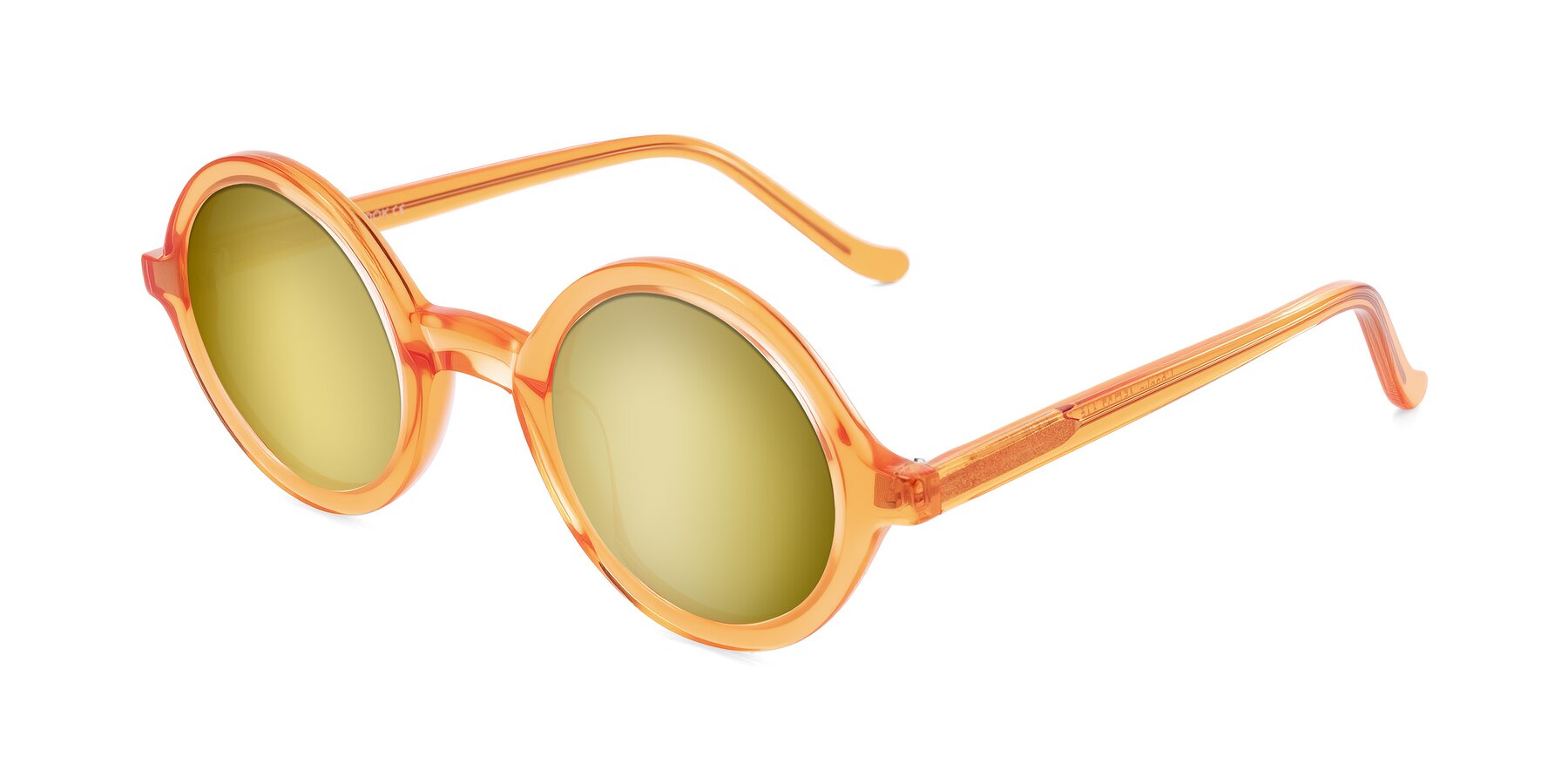 Angle of Chaplin in Orange with Gold Mirrored Lenses