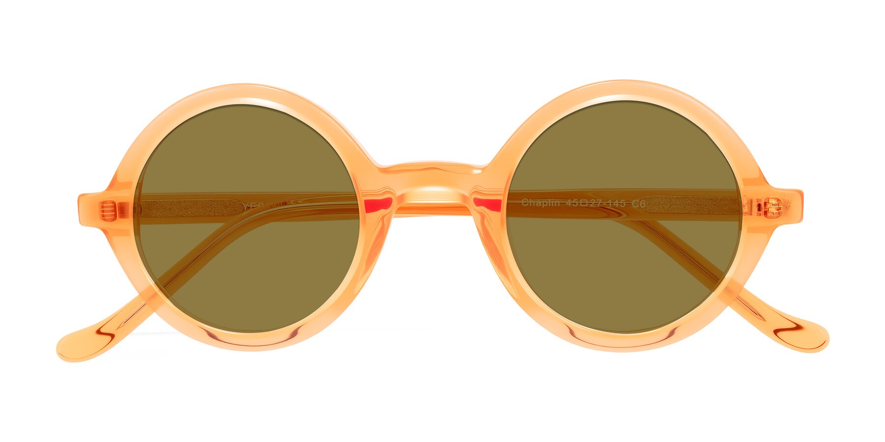 Folded Front of Chaplin in Orange with Brown Polarized Lenses