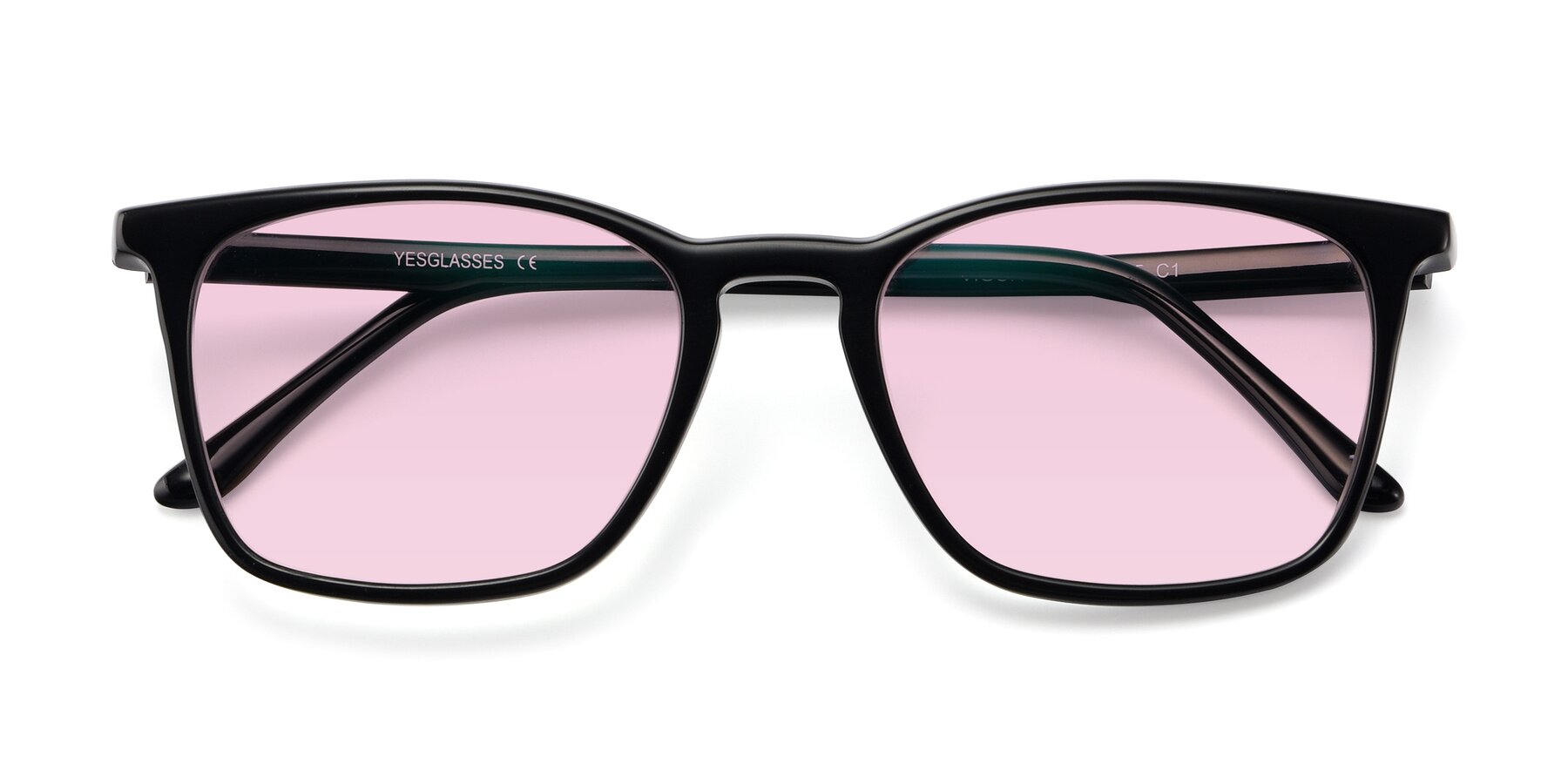 Folded Front of Vigor in Black with Light Pink Tinted Lenses