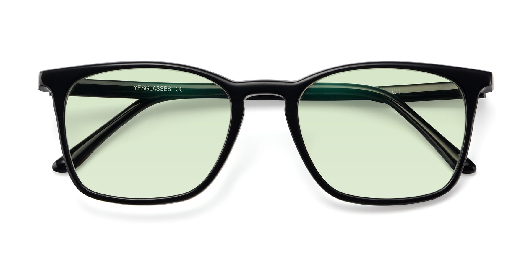 Folded Front of Vigor in Black with Light Green Tinted Lenses