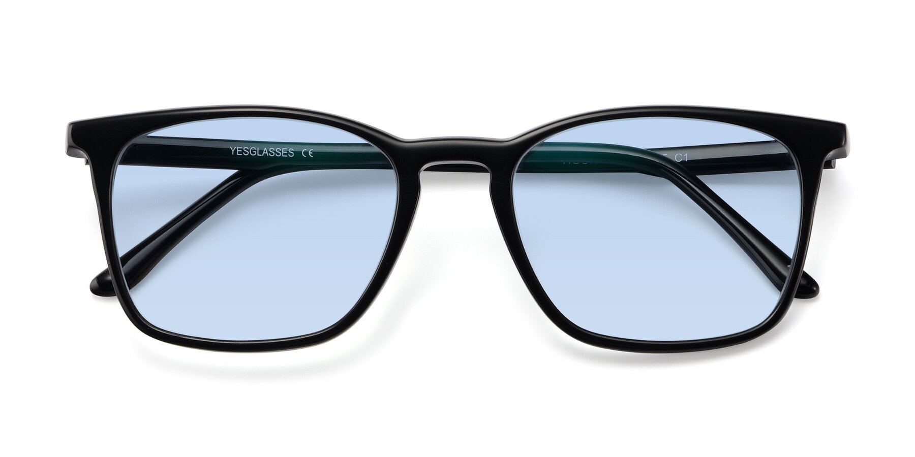 Folded Front of Vigor in Black with Light Blue Tinted Lenses
