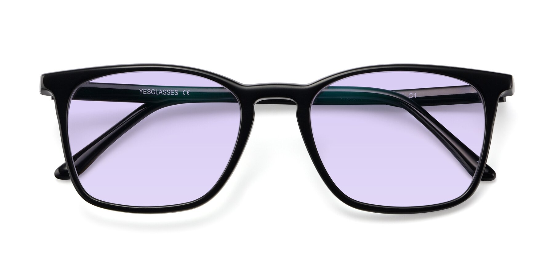Folded Front of Vigor in Black with Light Purple Tinted Lenses