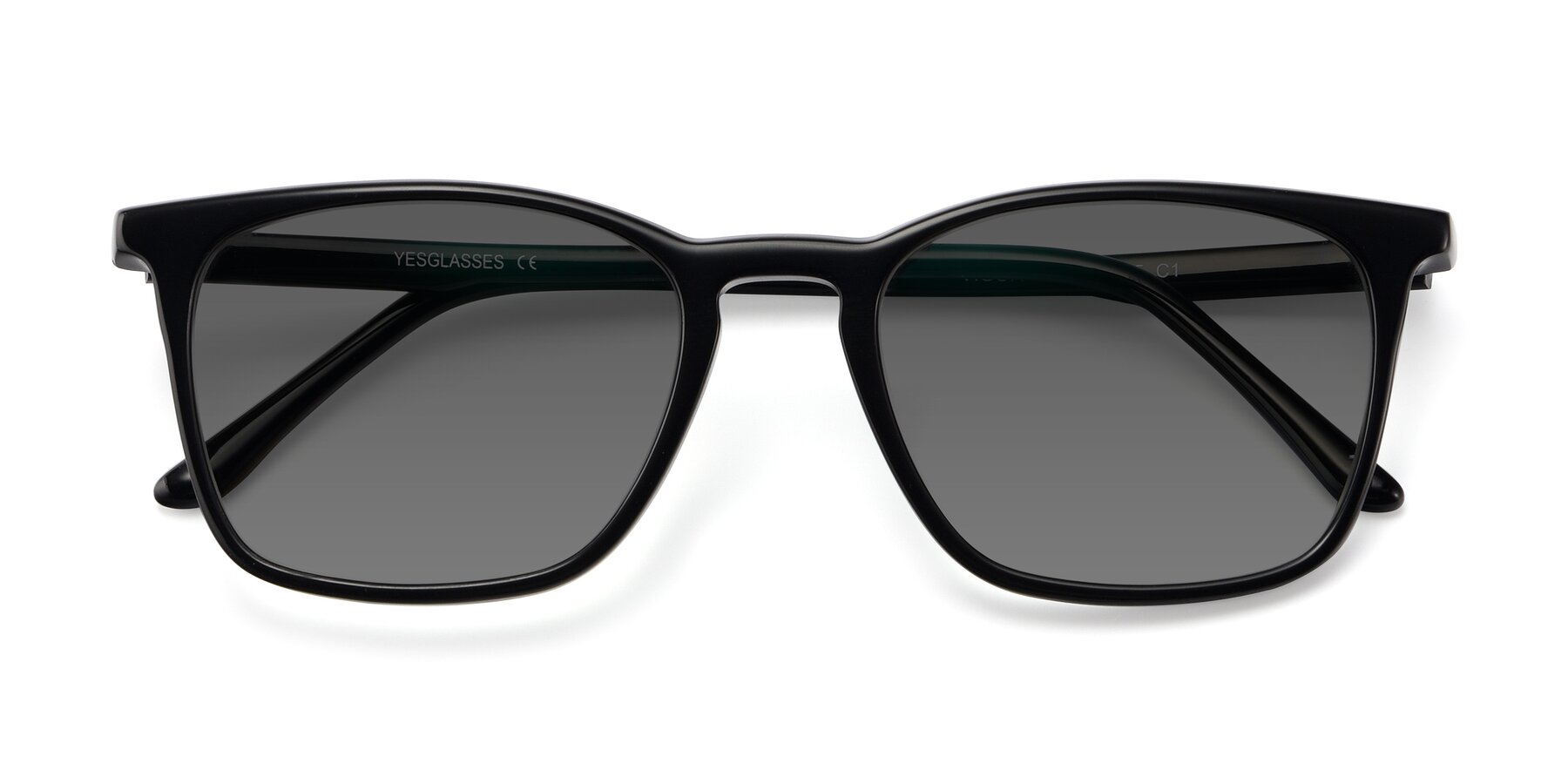 Folded Front of Vigor in Black with Medium Gray Tinted Lenses